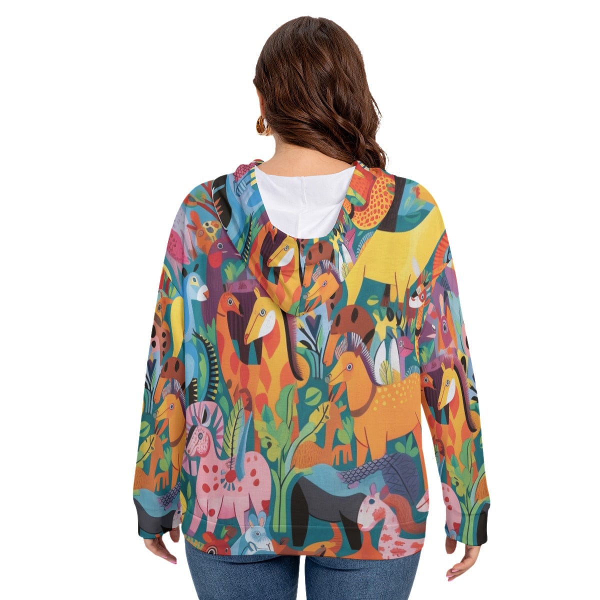Yoycol All-Over Print Women's Long Sleeve Sweatshirt With Hood(Plus Size)