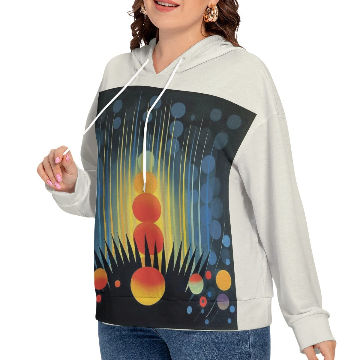 Yoycol All-Over Print Women's Long Sleeve Sweatshirt With Hood(Plus Size)