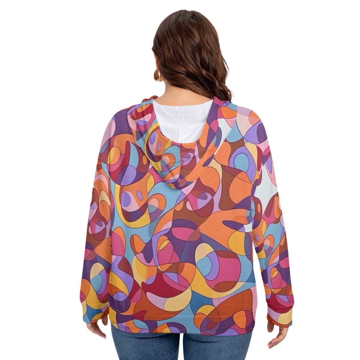 Yoycol All-Over Print Women's Long Sleeve Sweatshirt With Hood(Plus Size)