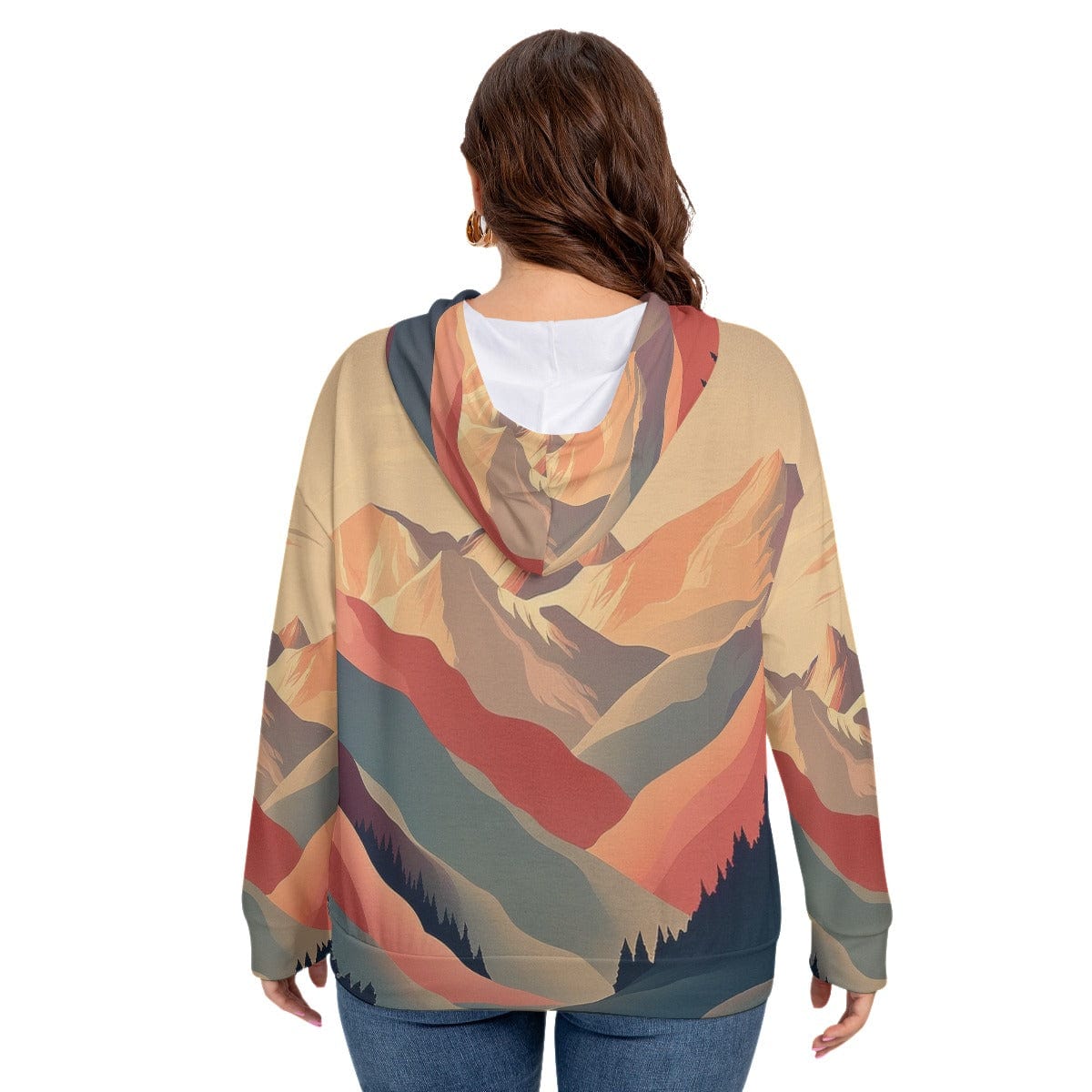 Yoycol All-Over Print Women's Long Sleeve Sweatshirt With Hood(Plus Size)