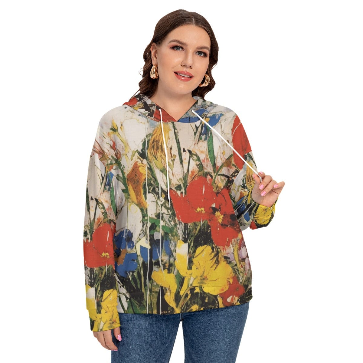 Yoycol All-Over Print Women's Long Sleeve Sweatshirt With Hood(Plus Size)