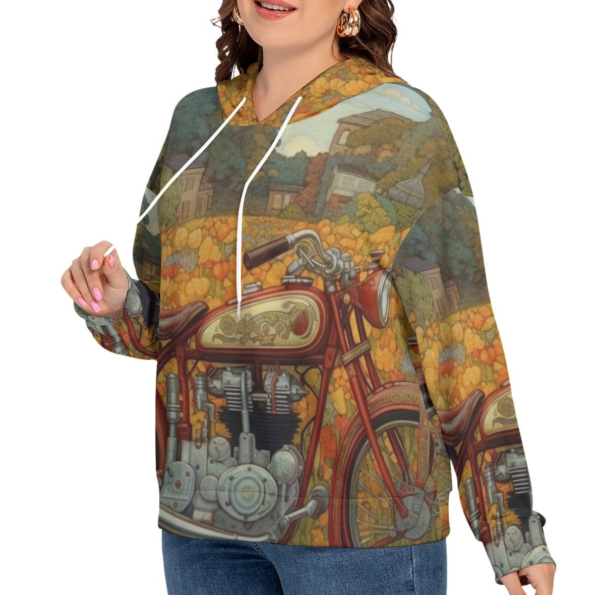 Yoycol All-Over Print Women's Long Sleeve Sweatshirt With Hood(Plus Size)