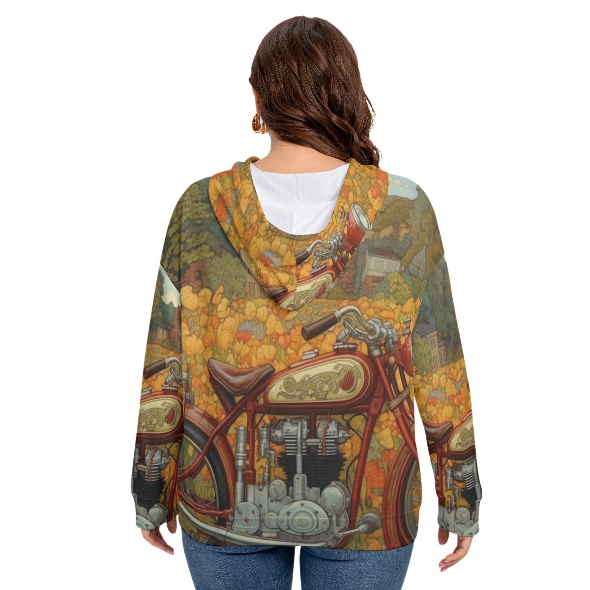Yoycol All-Over Print Women's Long Sleeve Sweatshirt With Hood(Plus Size)