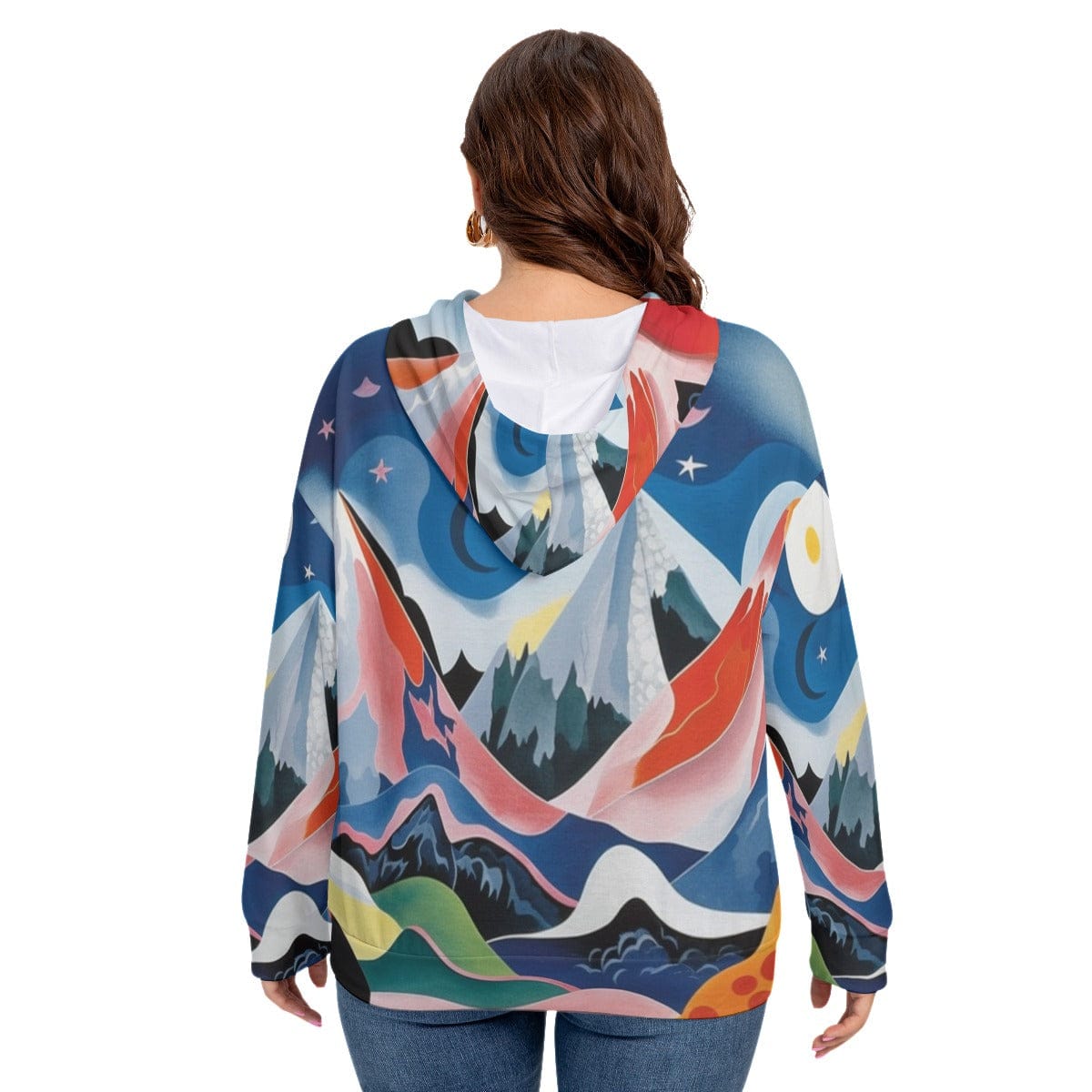 Yoycol All-Over Print Women's Long Sleeve Sweatshirt With Hood(Plus Size)