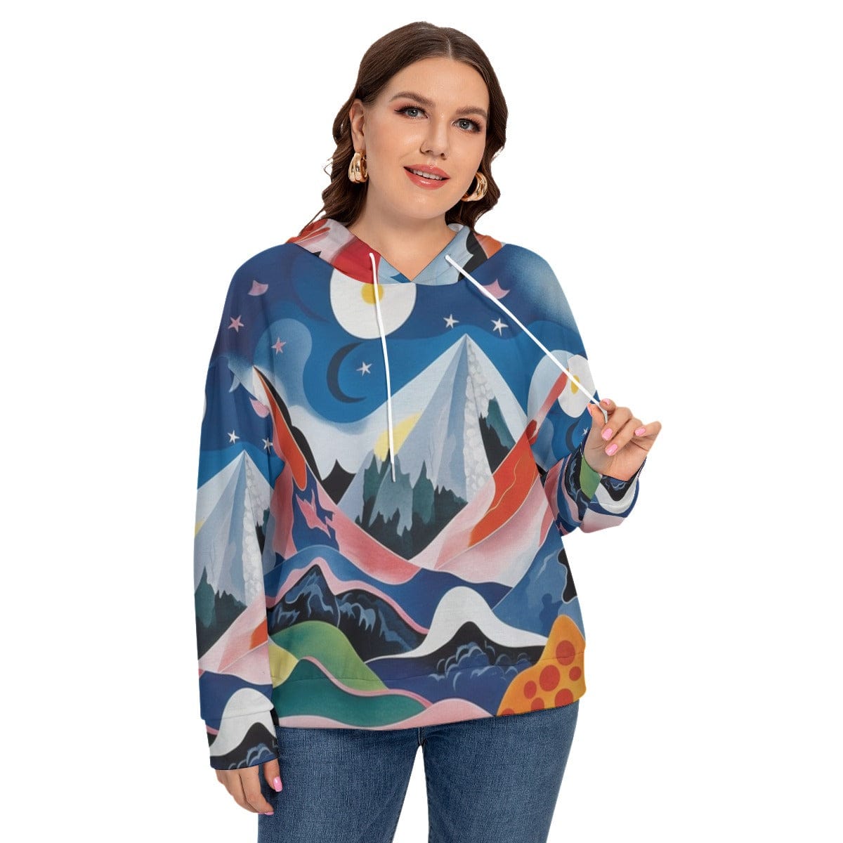 Yoycol All-Over Print Women's Long Sleeve Sweatshirt With Hood(Plus Size)