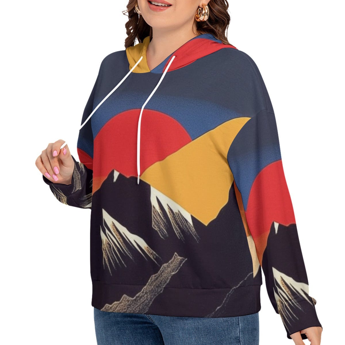 Yoycol All-Over Print Women's Long Sleeve Sweatshirt With Hood(Plus Size)