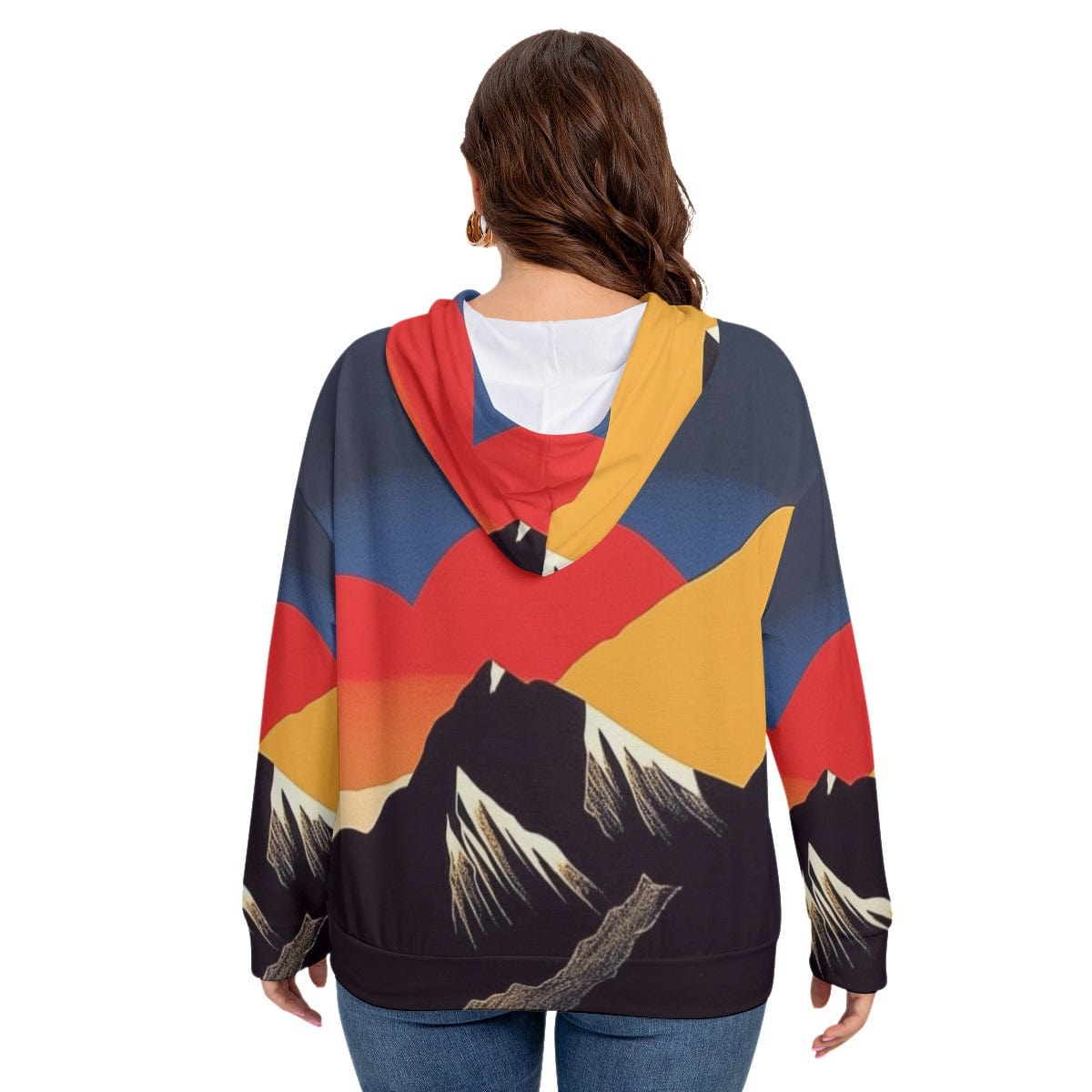 Yoycol All-Over Print Women's Long Sleeve Sweatshirt With Hood(Plus Size)