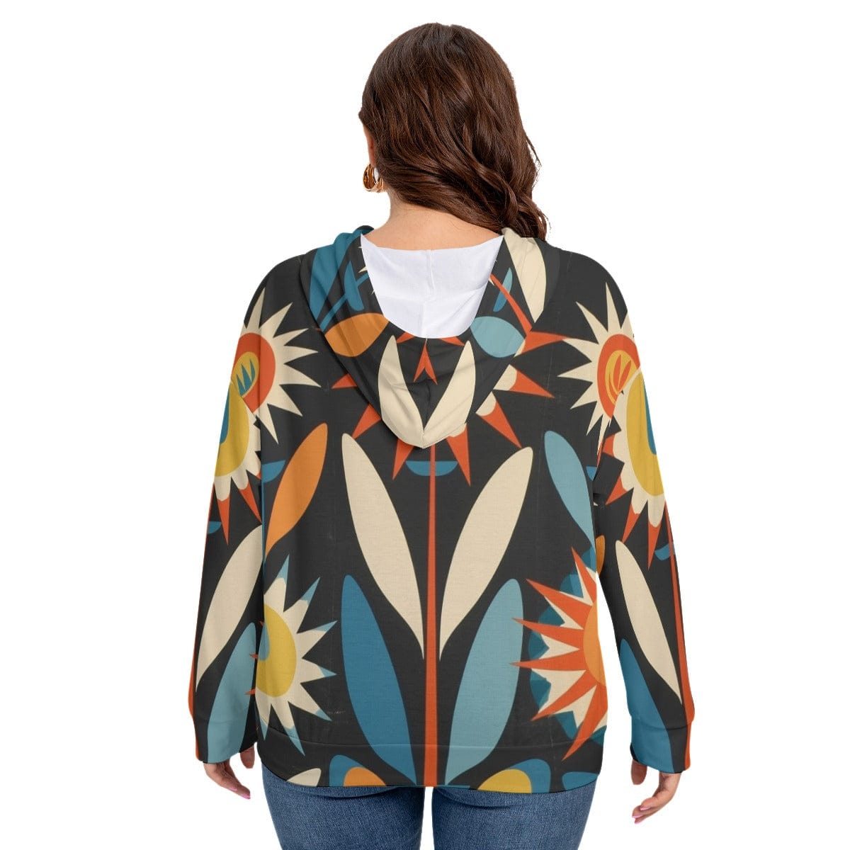 Yoycol All-Over Print Women's Long Sleeve Sweatshirt With Hood(Plus Size)