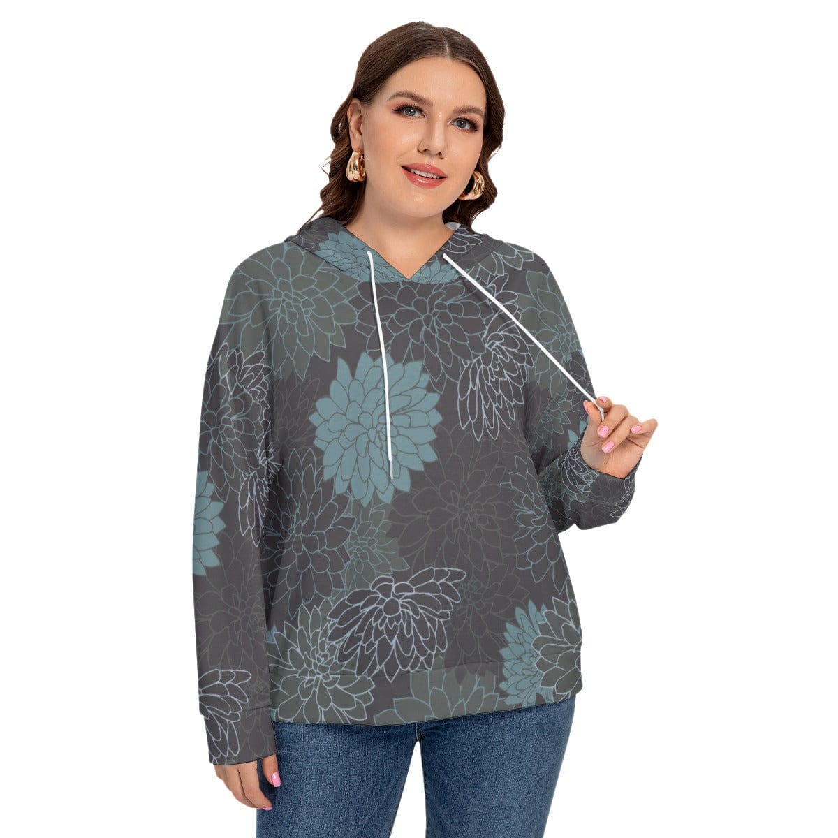 Yoycol All-Over Print Women's Long Sleeve Sweatshirt With Hood(Plus Size)