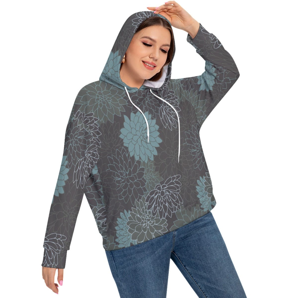 Yoycol All-Over Print Women's Long Sleeve Sweatshirt With Hood(Plus Size)