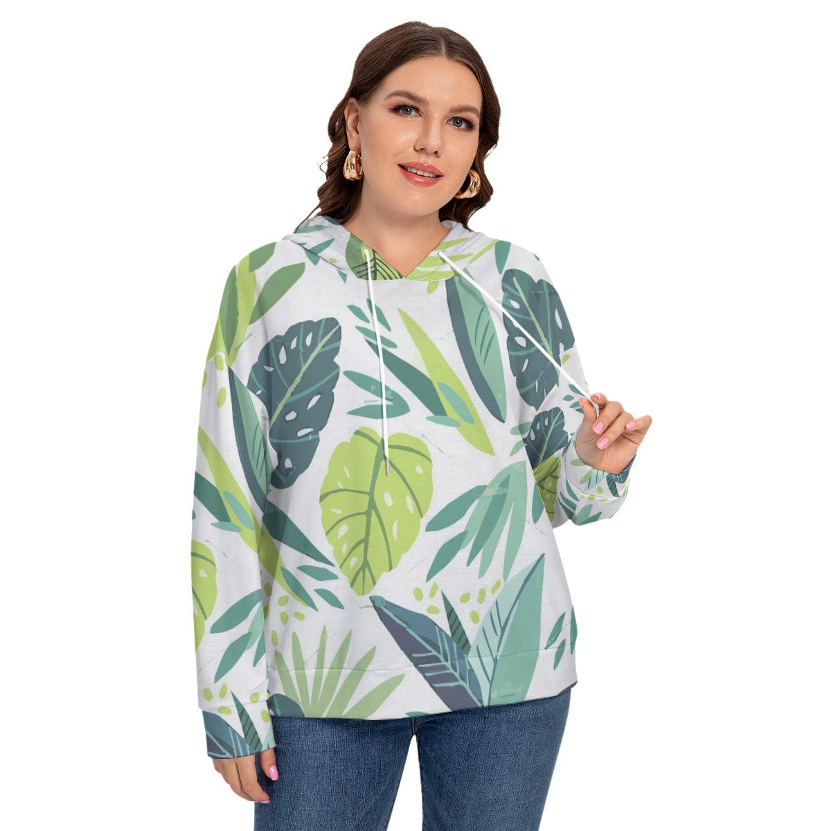 Yoycol All-Over Print Women's Long Sleeve Sweatshirt With Hood(Plus Size)