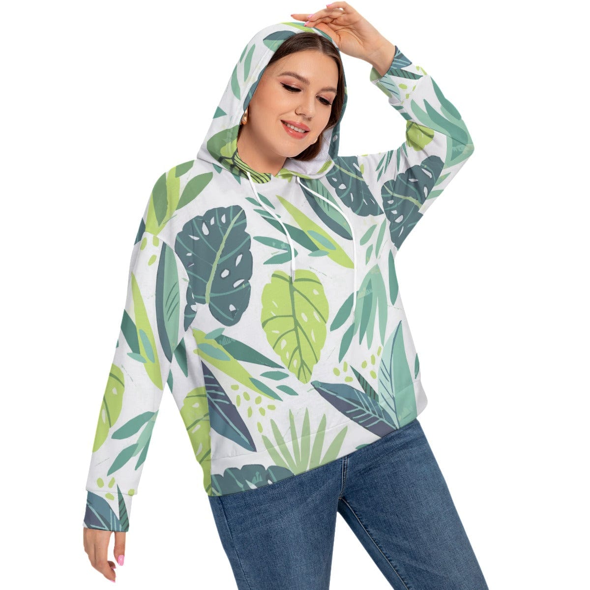 Yoycol All-Over Print Women's Long Sleeve Sweatshirt With Hood(Plus Size)