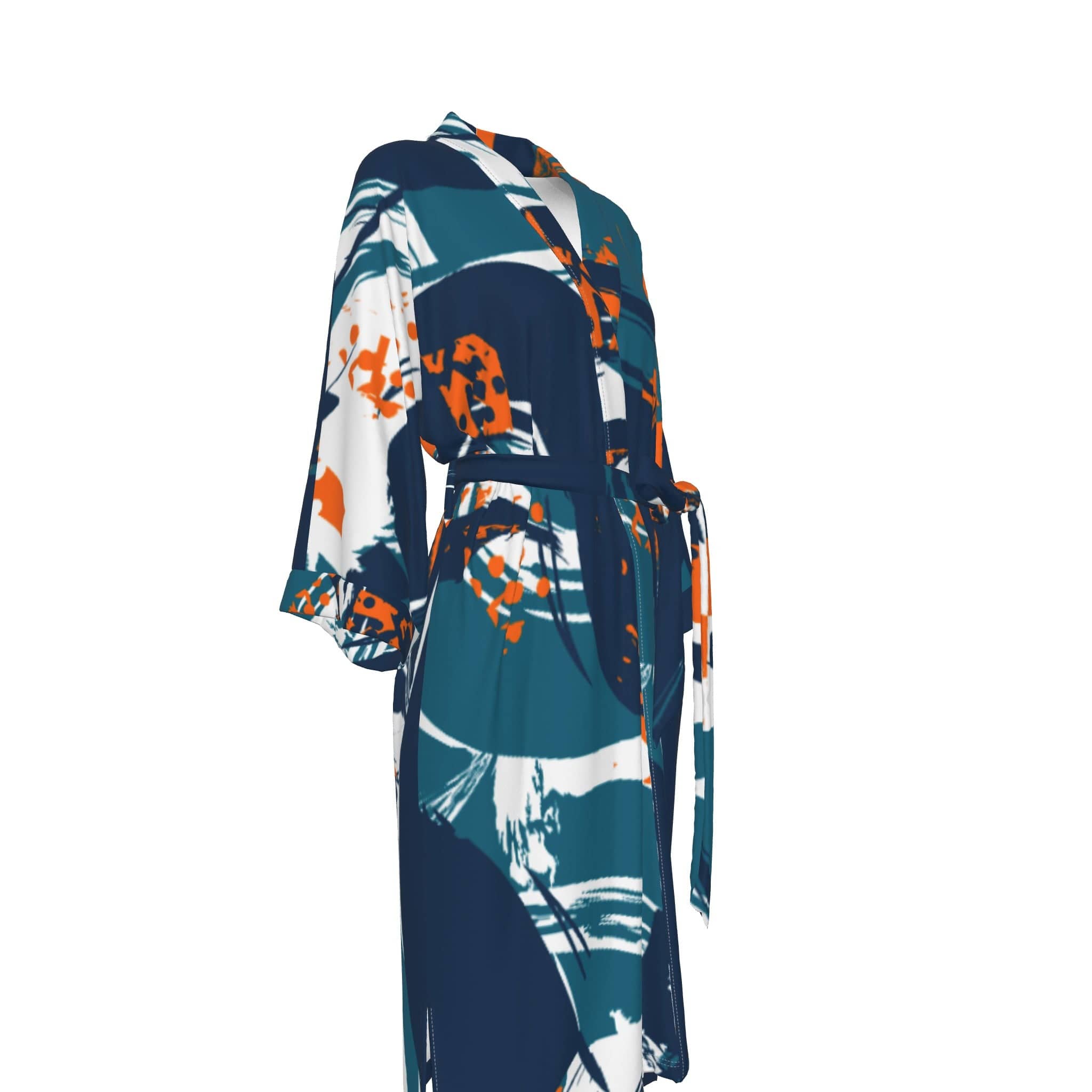 Yoycol 2XL / White All-Over Print Women's Satin Kimono Robe