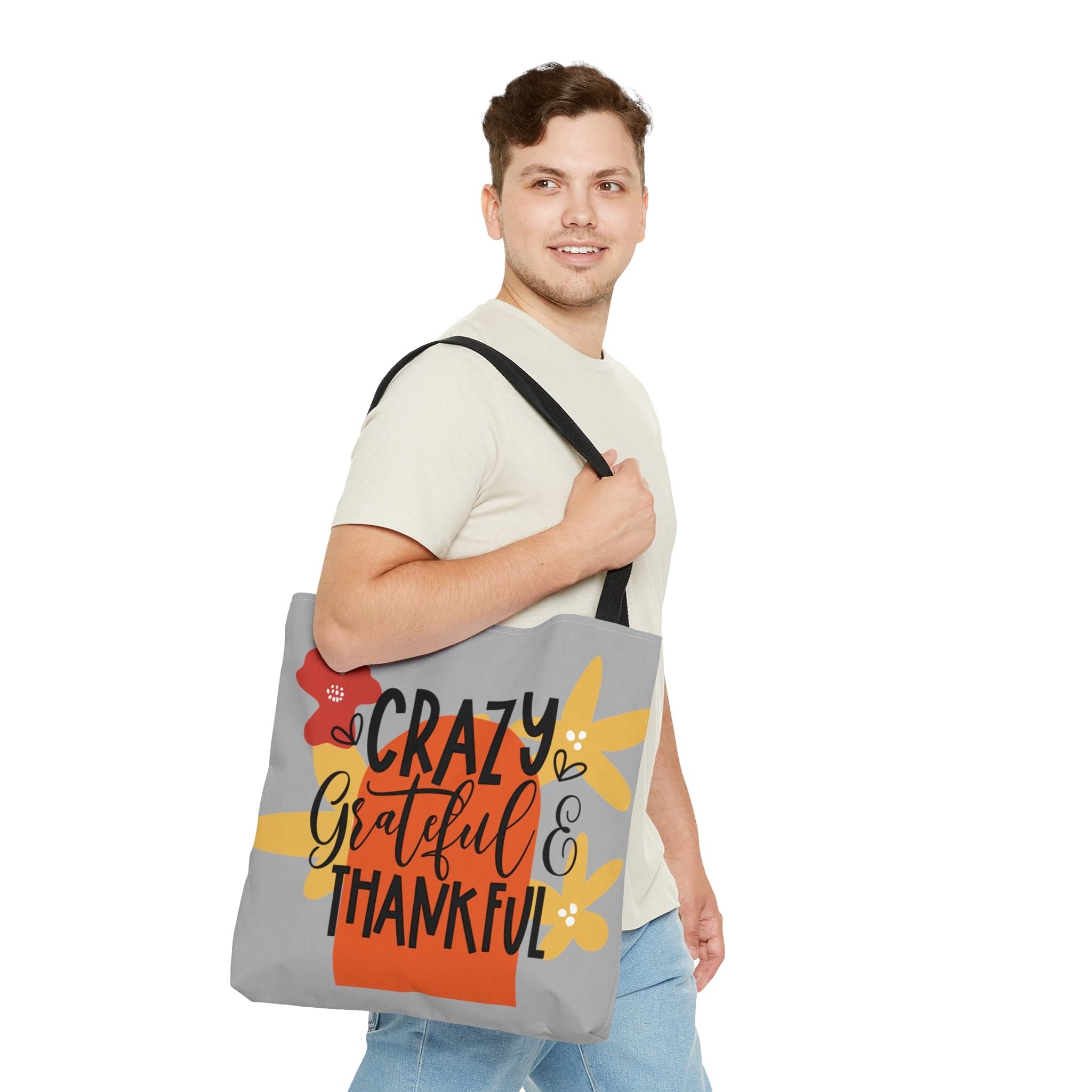 Printify Bags Large Crazy, Grateful, Thankful, Tote Bag (AOP)