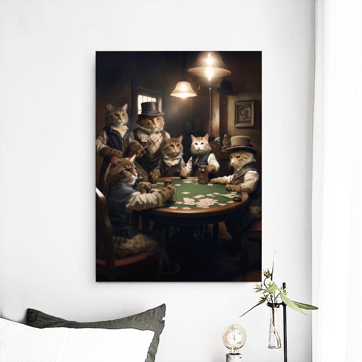 Yoycol L / White Cats Playing Poker - Frameless Single Mural