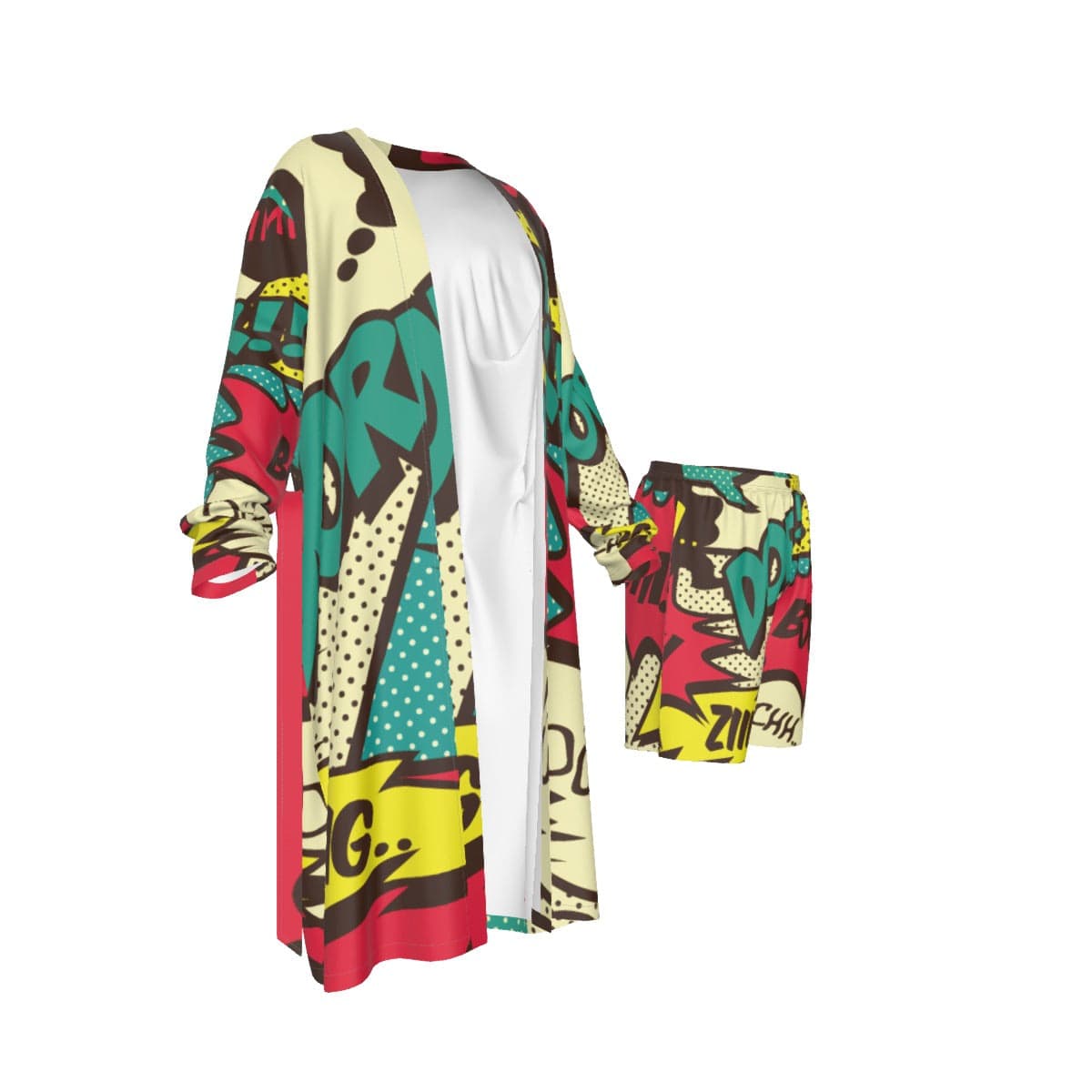 Yoycol Comical Boom, Crash Bang - All-Over Print Man's Long Kimono Pajamas Suit