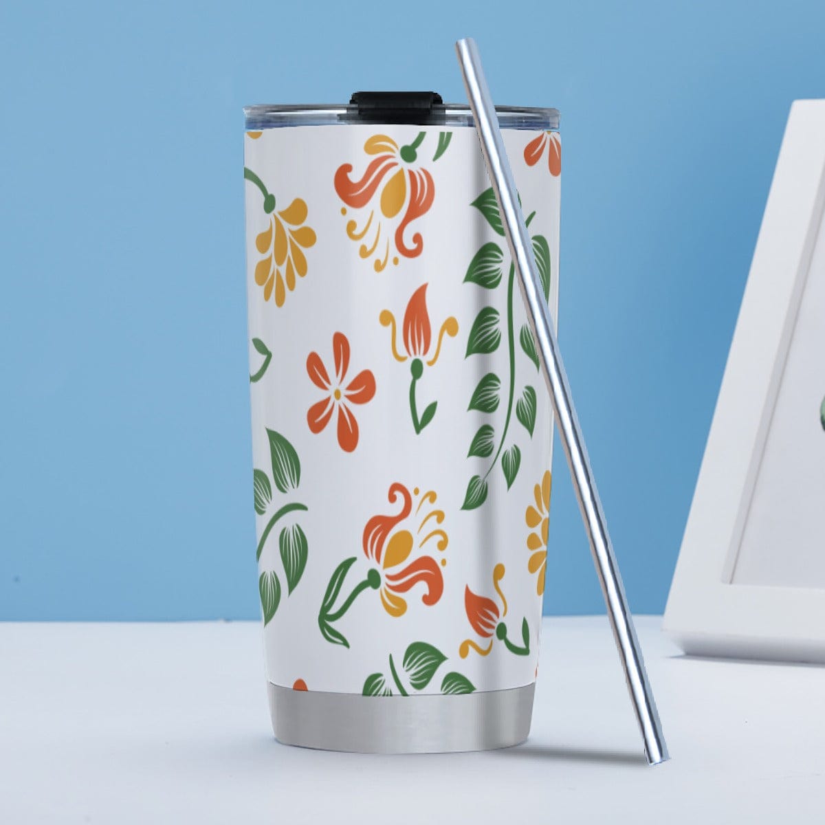 Yoycol cup 20OZ / White Ivy Orange Tumbler 20oz (with Straw)