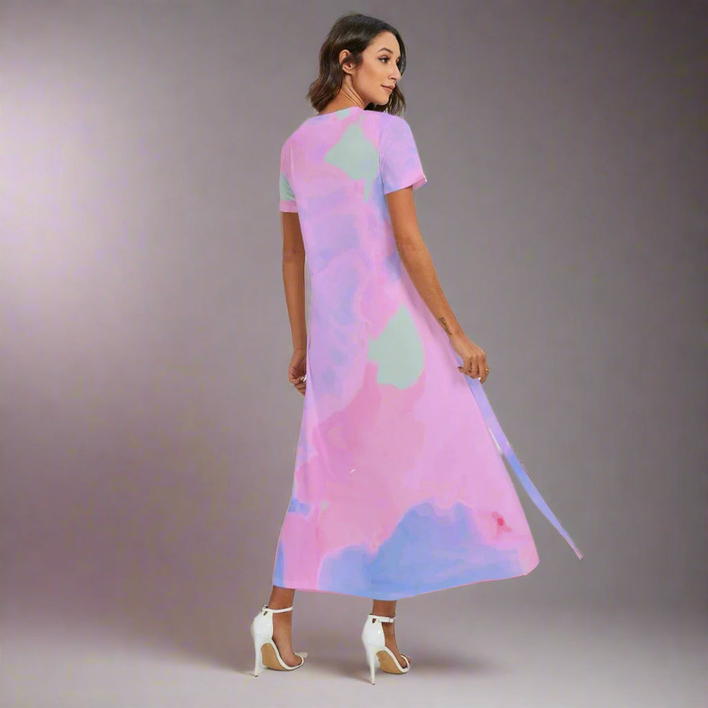 Yoycol Dresses All-Over Print Women's V-neck Dress With Side Slit