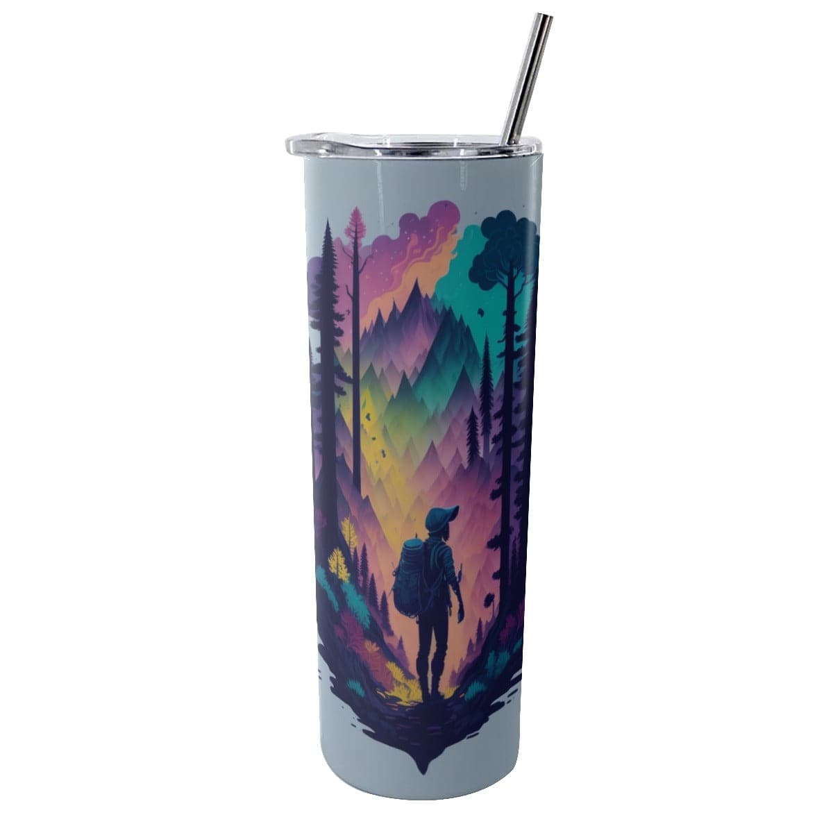 Yoycol 20OZ / White Glitter Tumbler With Stainless Steel Straw 20oz