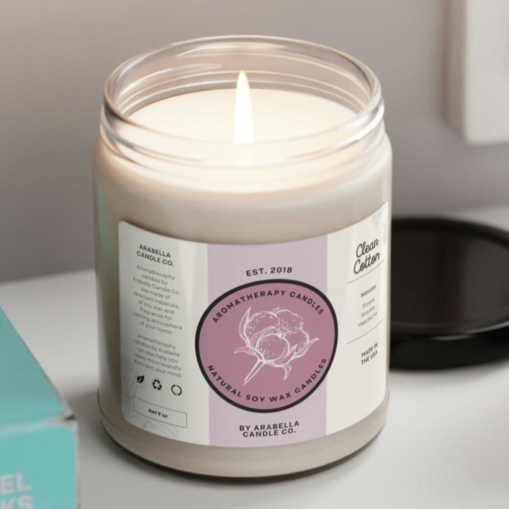 Arabella Co. Scented Farmstyle Soy Candle, 9oz - Clean Cotton - Spruced Roost