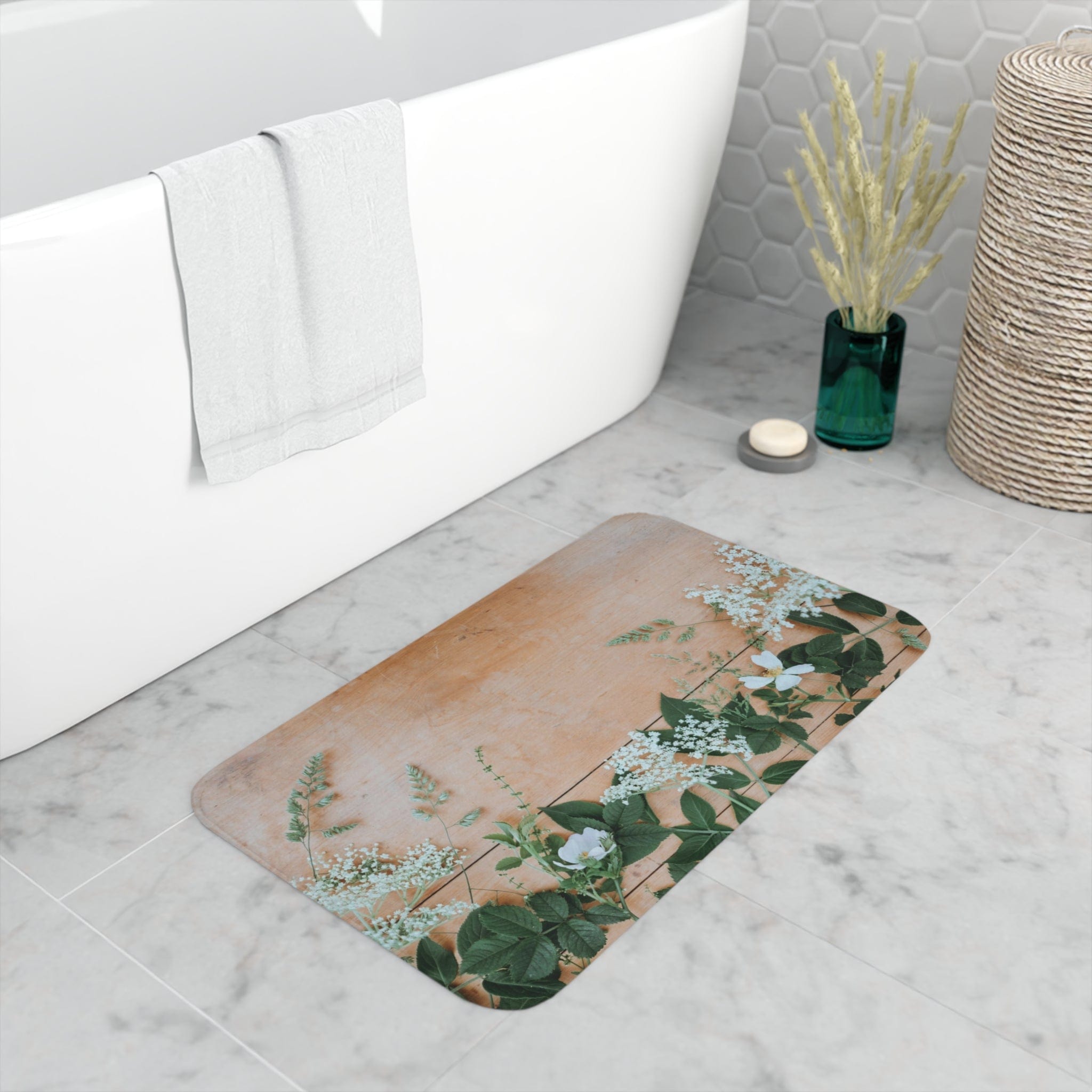 Printify Home Decor White / 30” x 18” Copy of Copy of White Crunchy Clean Gravel - Memory Foam Bath Mat
