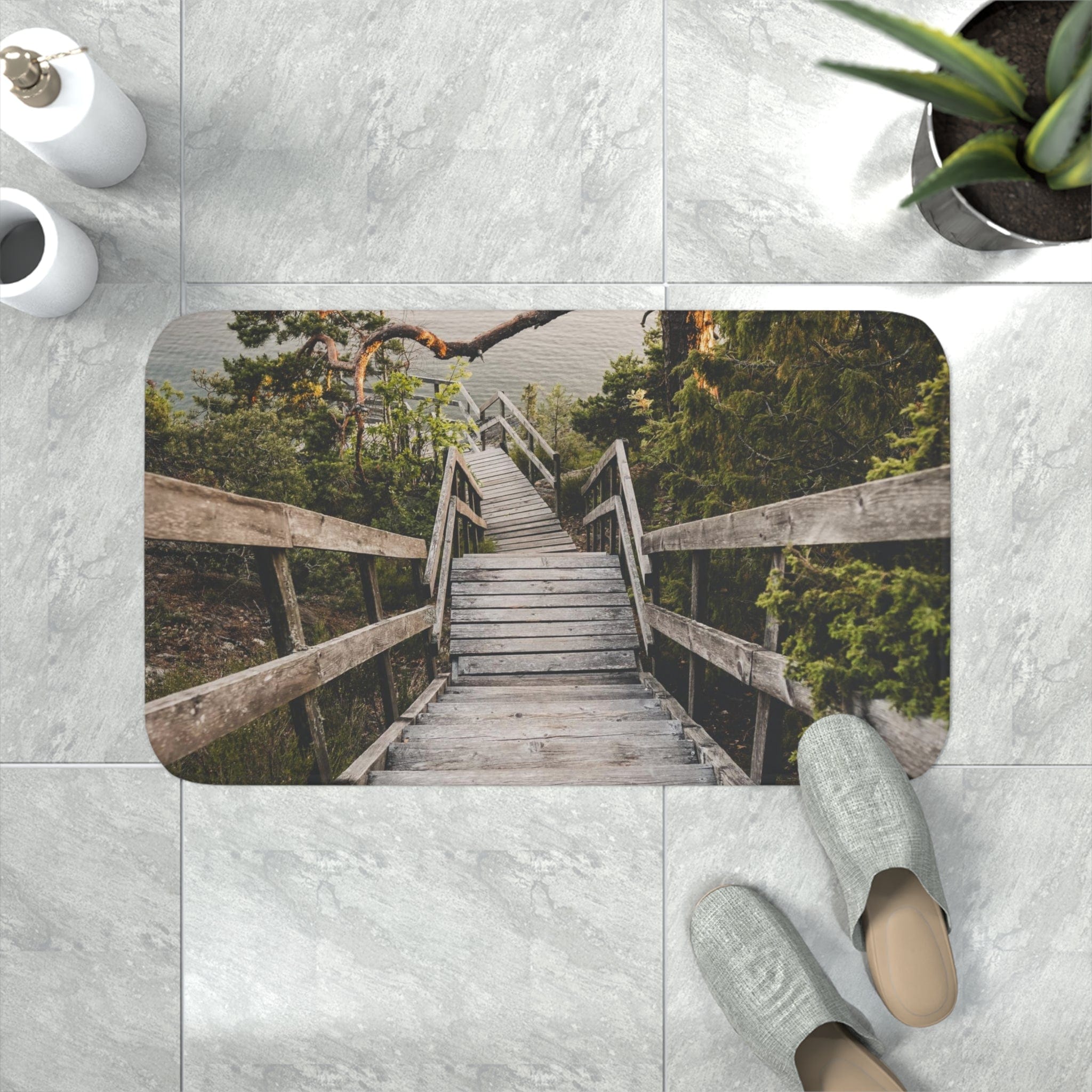 Printify Home Decor White / 30” x 18” Copy of Grassy Tiptoe  Memory Foam Bath Mat