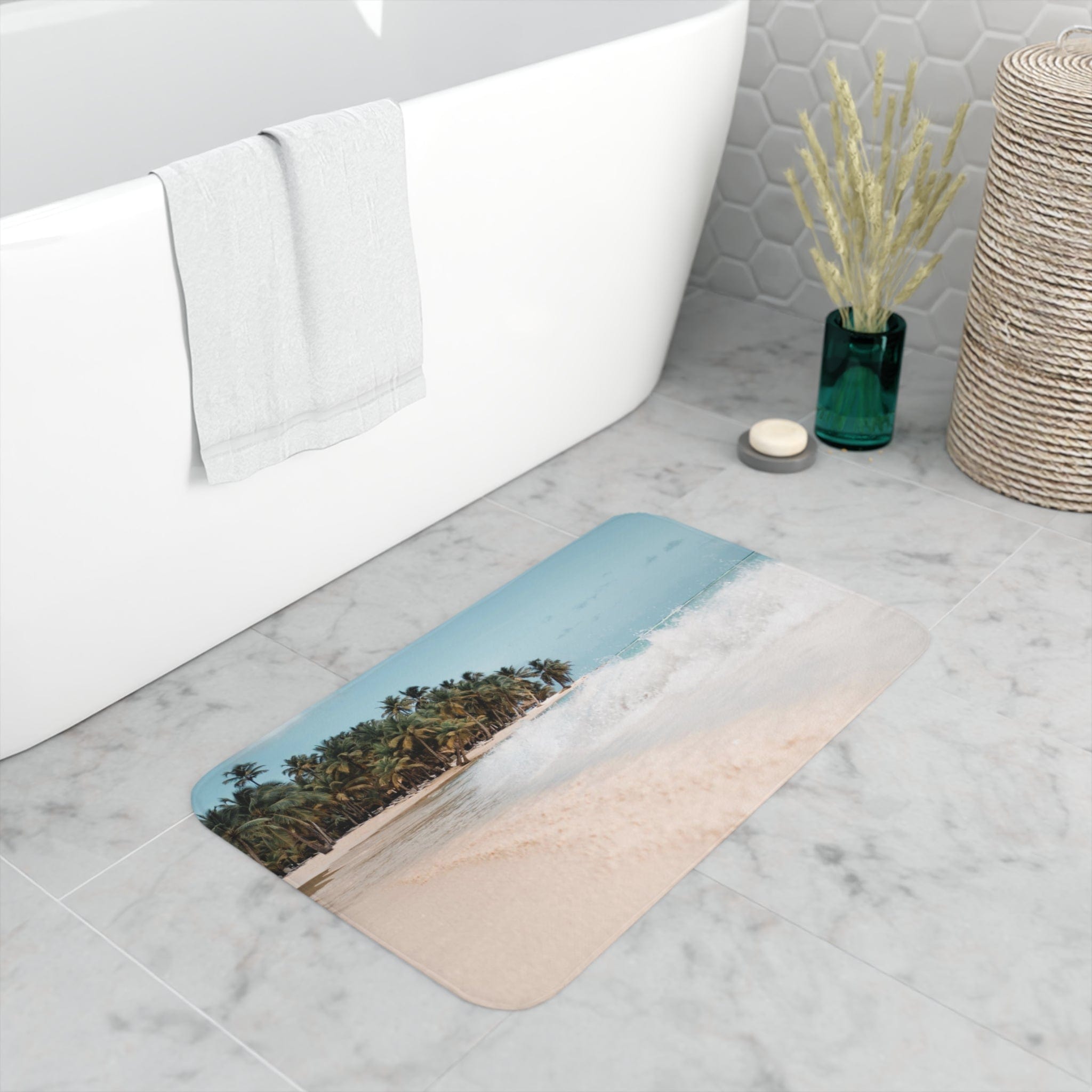 Printify Home Decor White / 30” x 18” Copy of White Crunchy Clean Gravel - Memory Foam Bath Mat