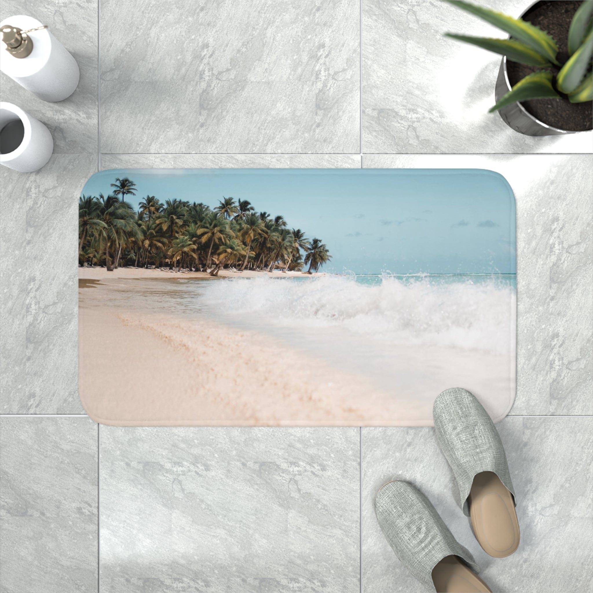 Printify Home Decor White / 30” x 18” Copy of White Crunchy Clean Gravel - Memory Foam Bath Mat