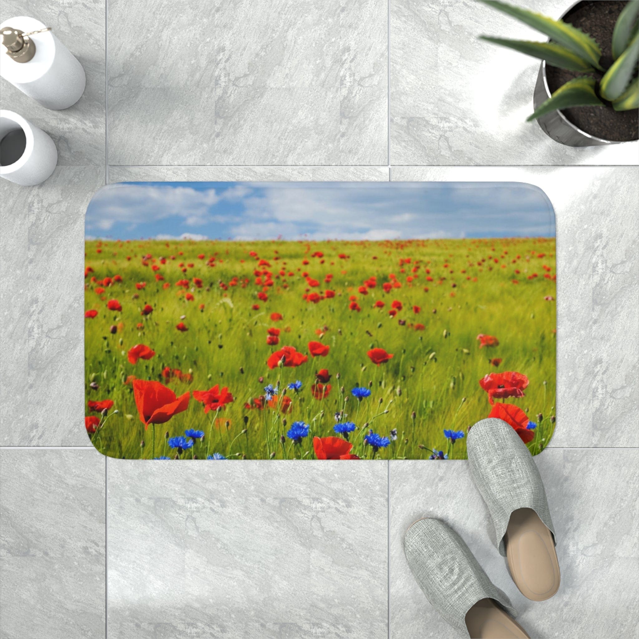 Printify Home Decor White / 30” x 18” Copy of White Hydrangea Flowers - Memory Foam Bath Mat