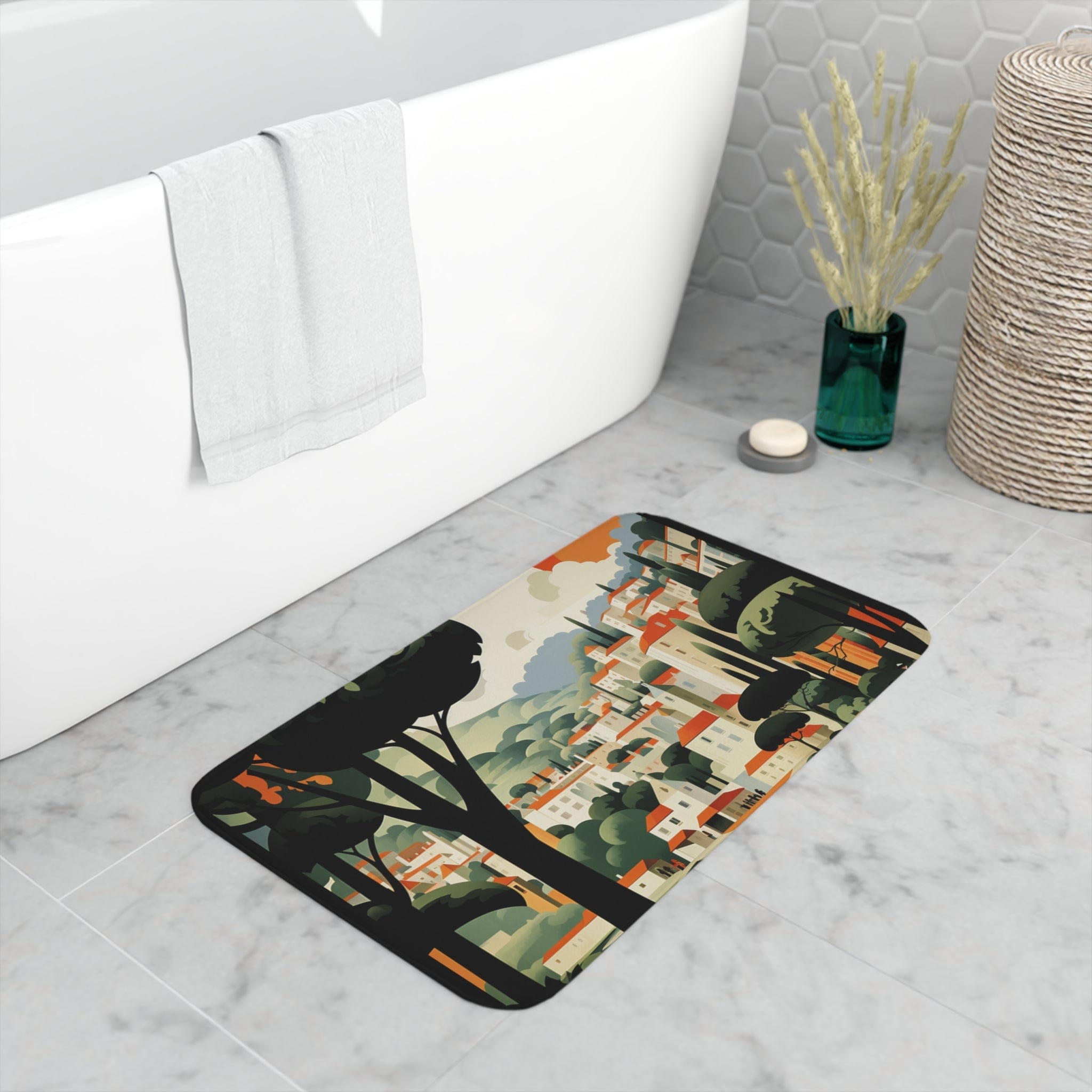Printify Home Decor White / 30” x 18” European Riviera - Memory Foam Bath Mat