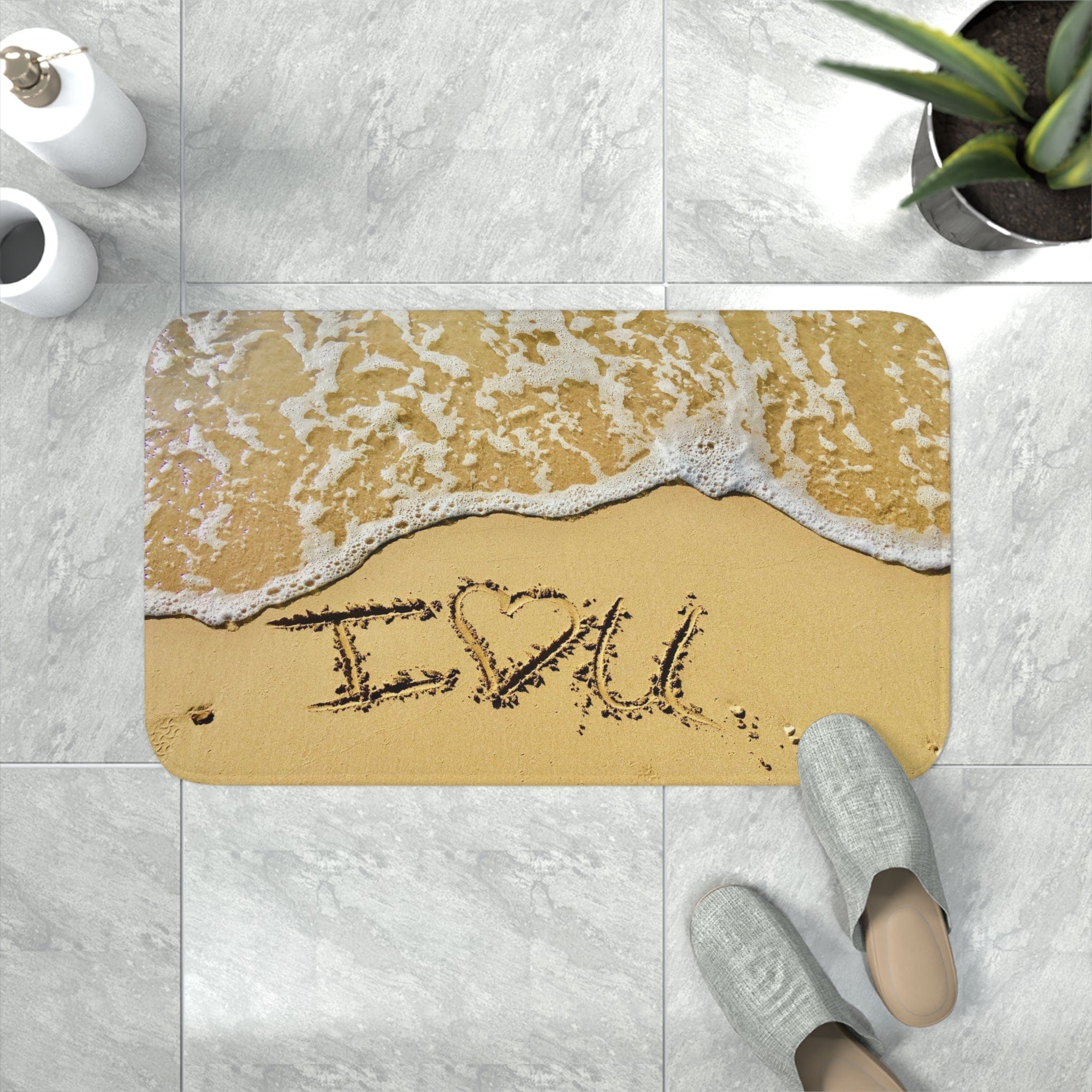 Printify Home Decor White / 30” x 18” I love you Sandy Sundays - Memory Foam Bath Mat