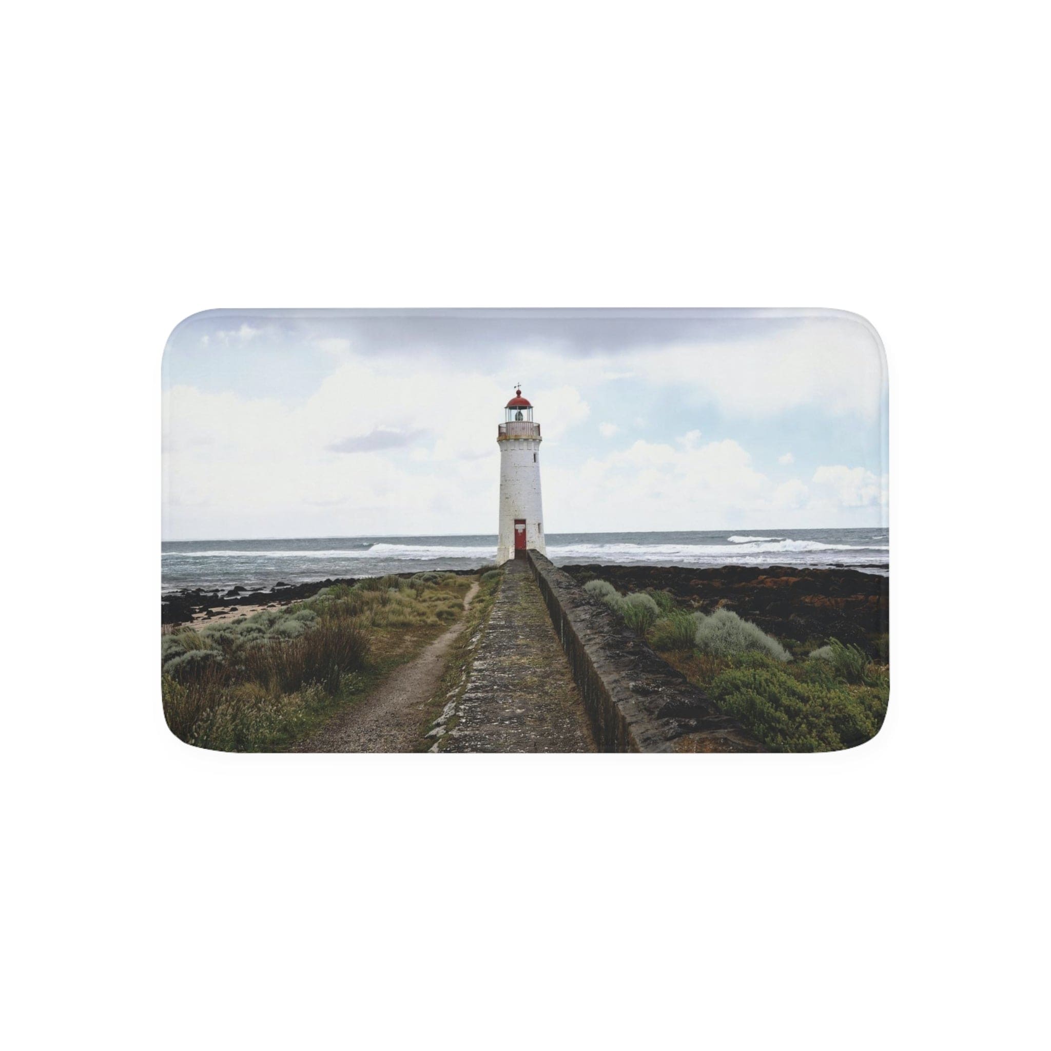 Printify Home Decor White / 30” x 18” Lighthouse Tiptoe Memory Foam Bath Mat