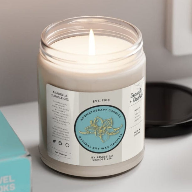 Arabella Co. Scented Soy Candle, 9oz - Sea Salt & Orchid - Spruced Roost