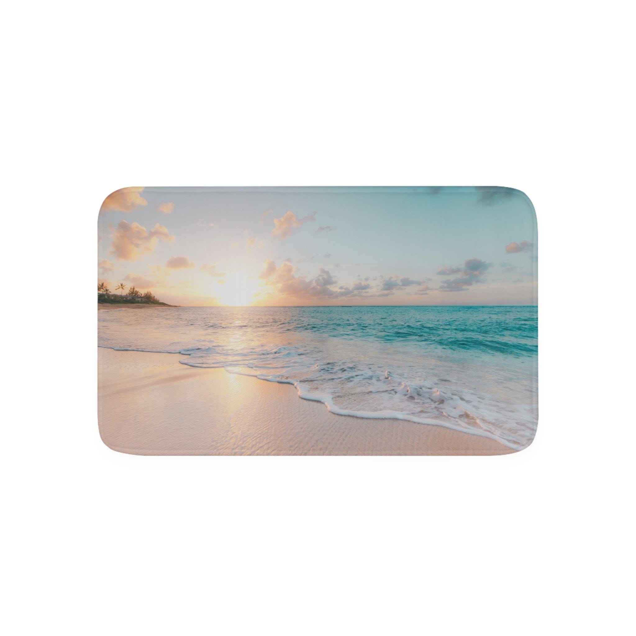 Printify Home Decor White / 30” x 18” White Sandy Beach Dreams - Memory Foam Bath Mat