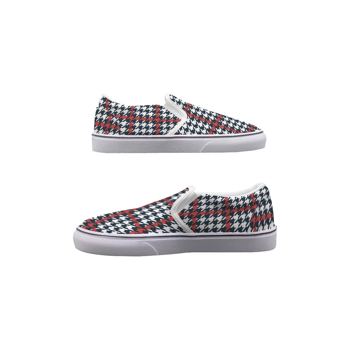 Yoycol Houndstooth Rojo Stripes- Women's Slip On Sneakers