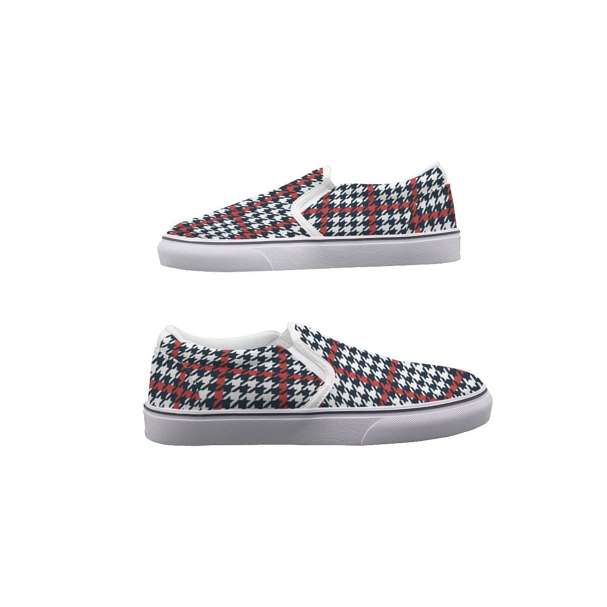 Yoycol Houndstooth Rojo Stripes- Women's Slip On Sneakers