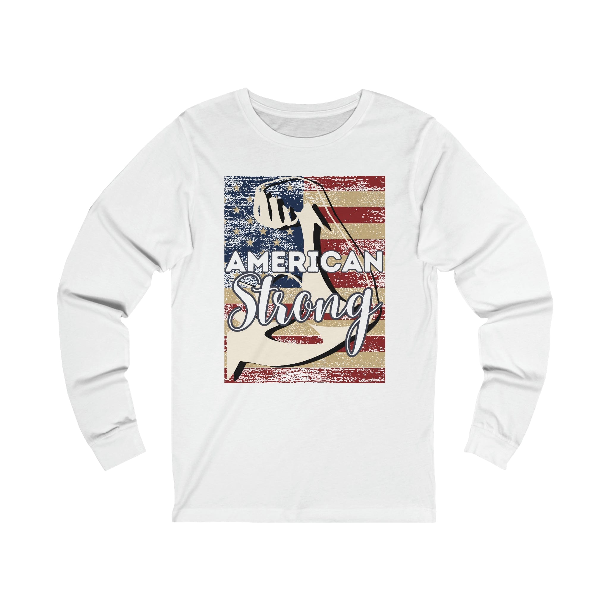 Printify Long-sleeve XS / White American Strong - Unisex Jersey Long Sleeve Tee
