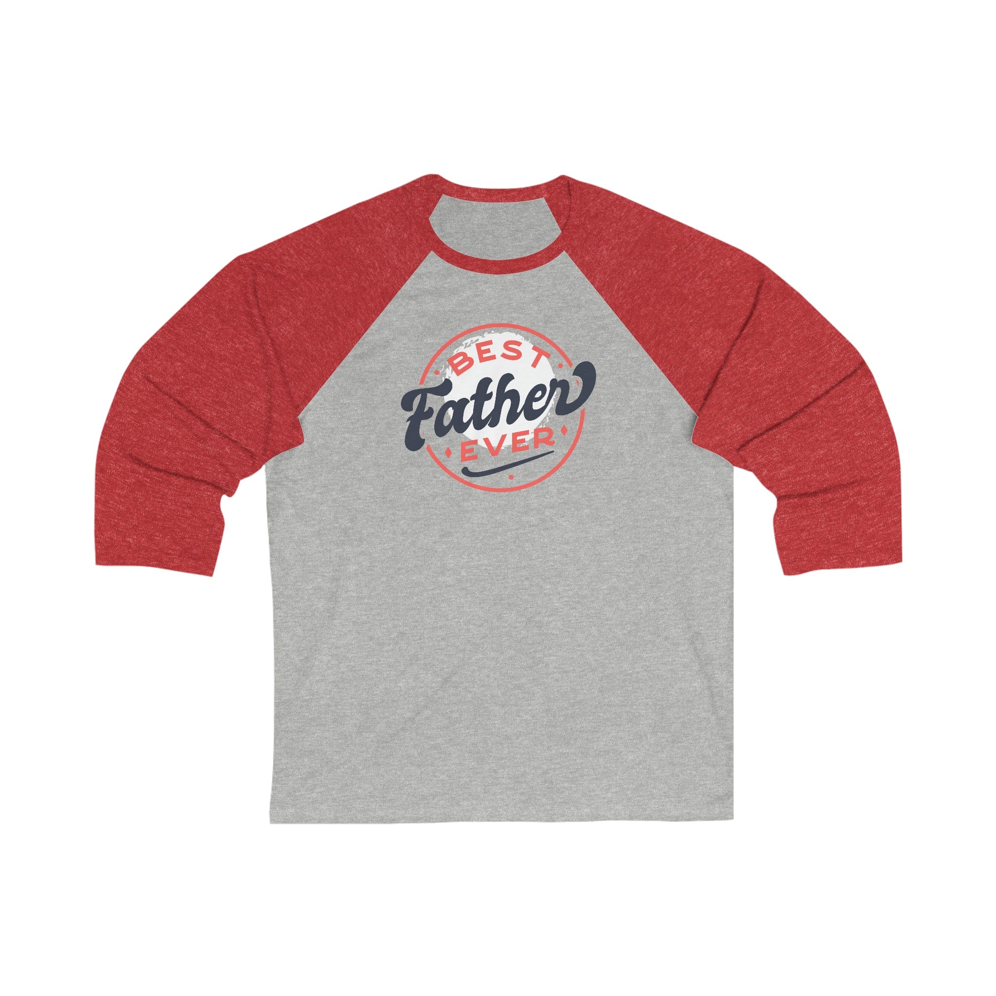 Printify Long-sleeve Grey/ Red / XS Best Father Ever - Unisex 3\4 Sleeve Baseball Tee