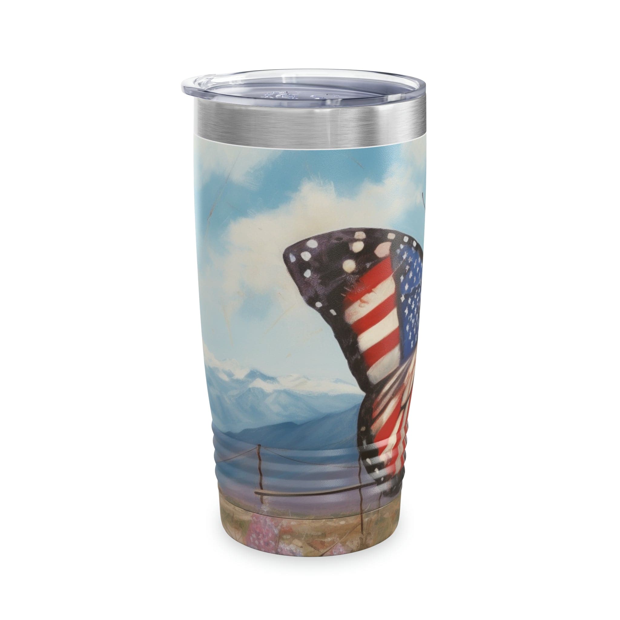 Printify Mug 20oz / White Patriotic Butterfly Ringneck Tumbler, 20oz