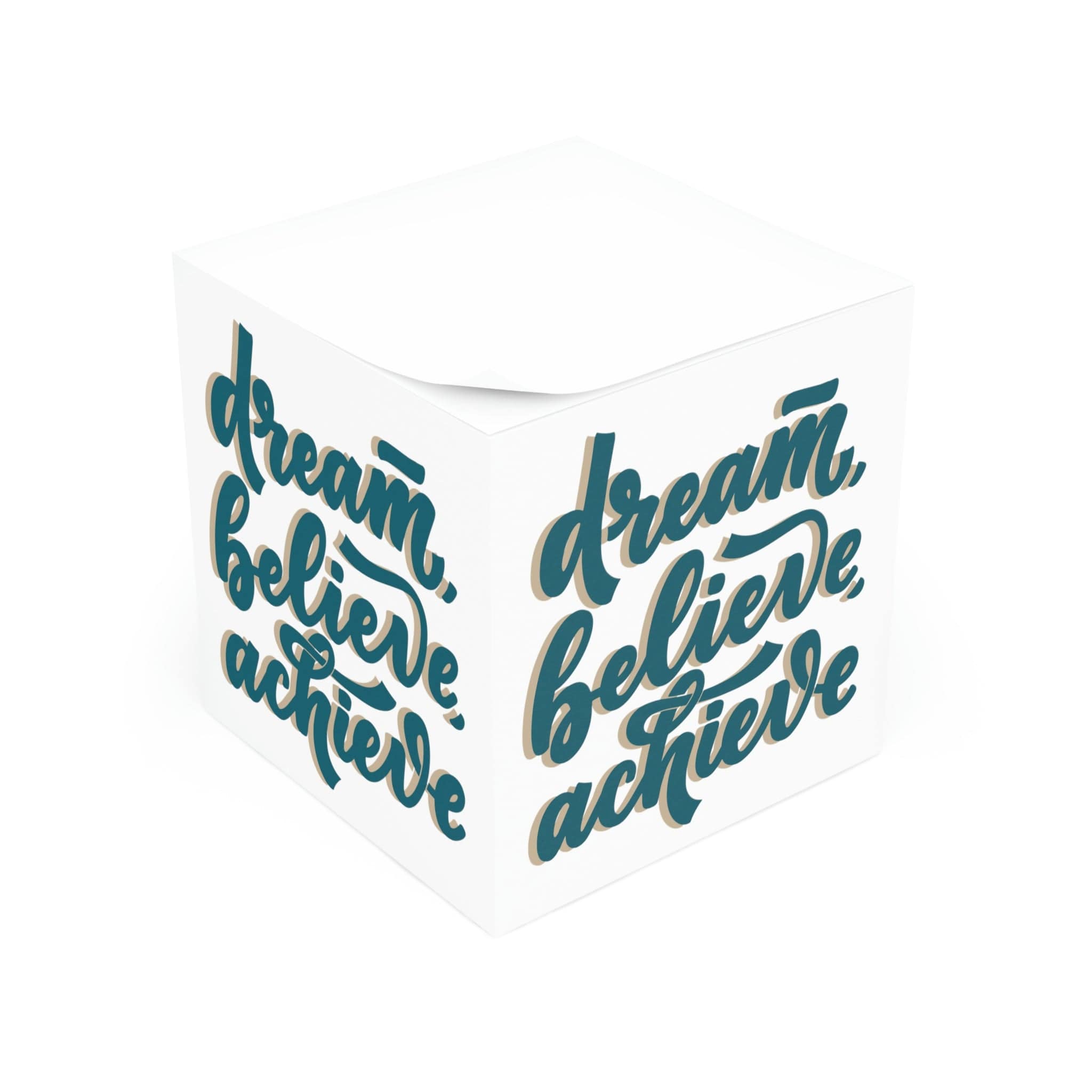 Printify Paper products White / One size Dream, Believe, Achieve - Note Cube
