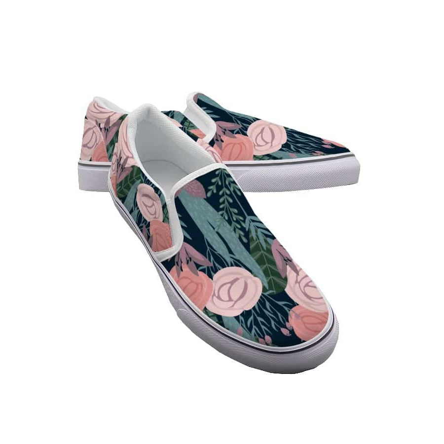Yoycol White / US6(EUR36) Rose Trellis - Women's Slip On Sneakers