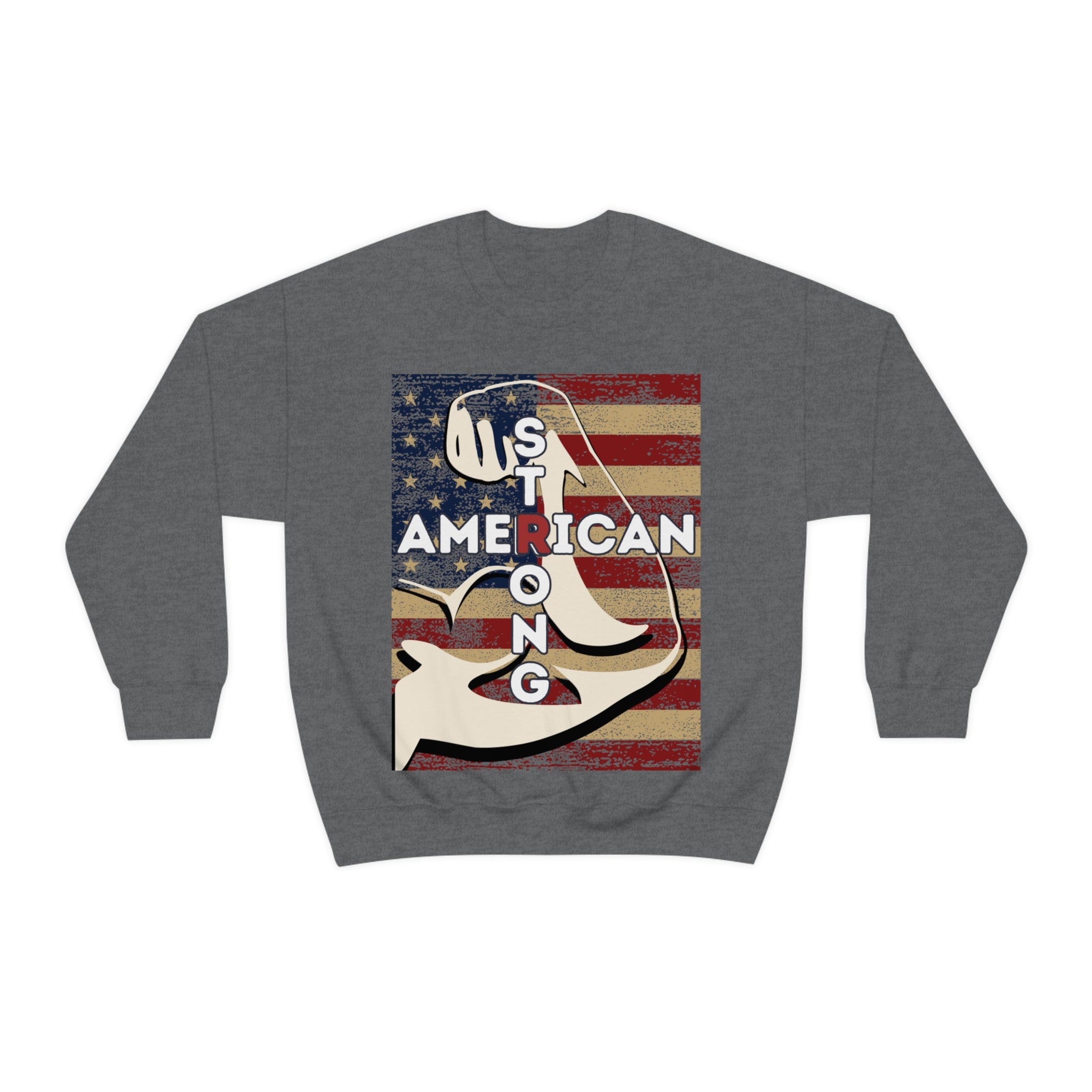 Printify Sweatshirt S / Graphite Heather American Strong Unisex Heavy Blend™ Crewneck Sweatshirt