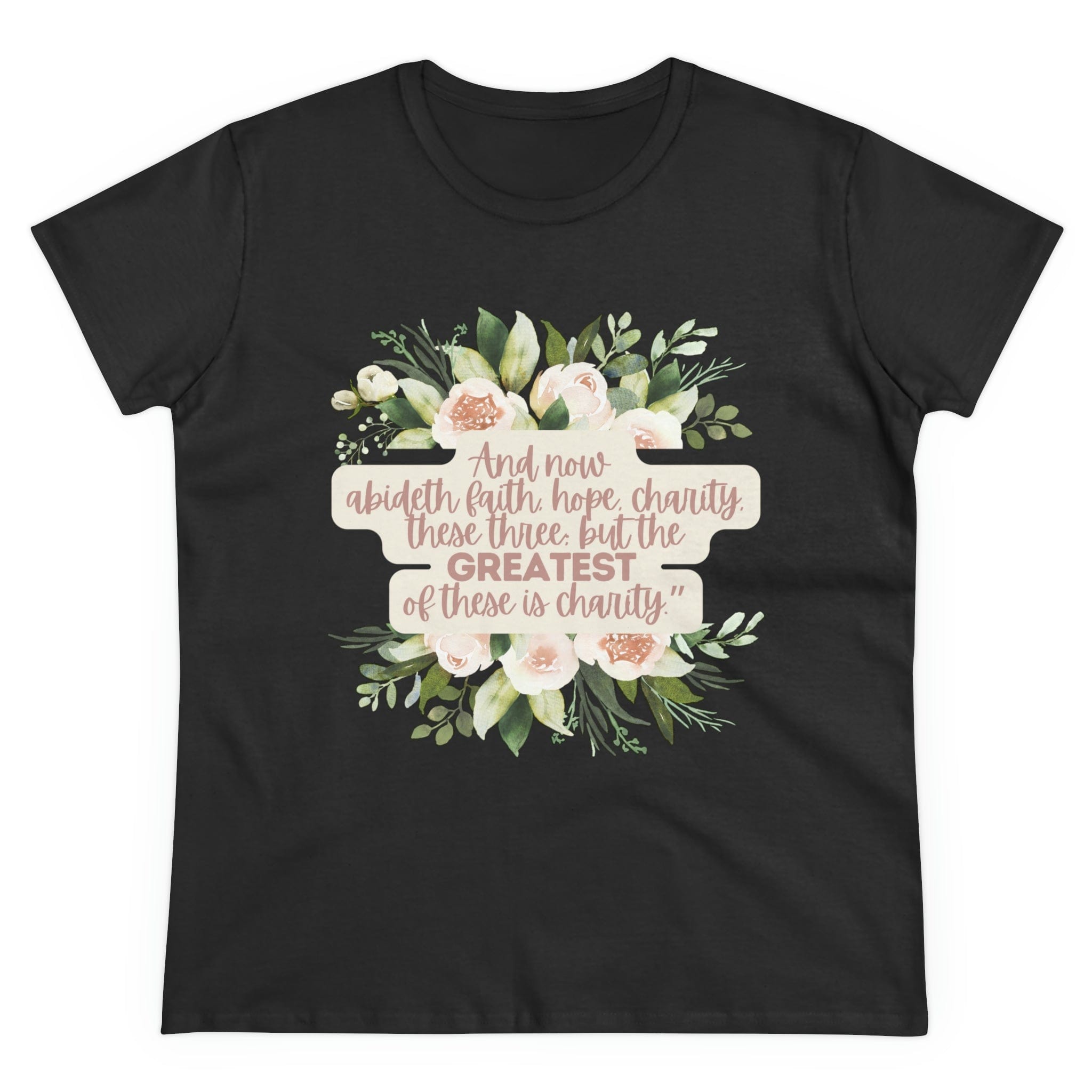 Printify T-Shirt Black / S Greatest is Love - Women's Midweight Cotton Tee