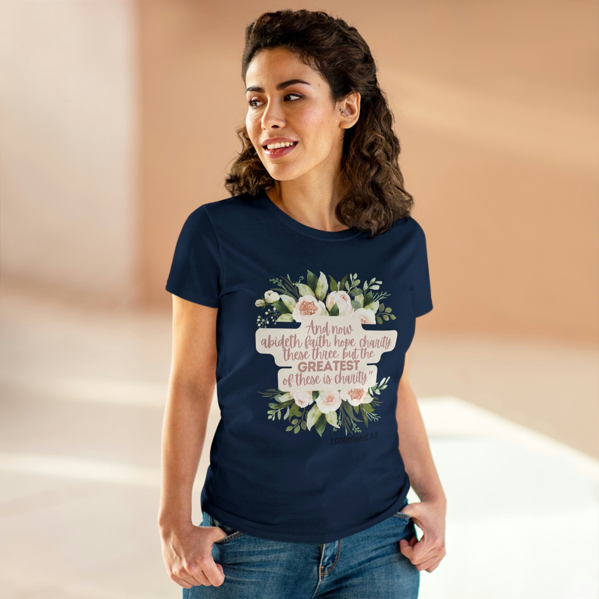 Printify T-Shirt Greatest is Love - Women's Midweight Cotton Tee
