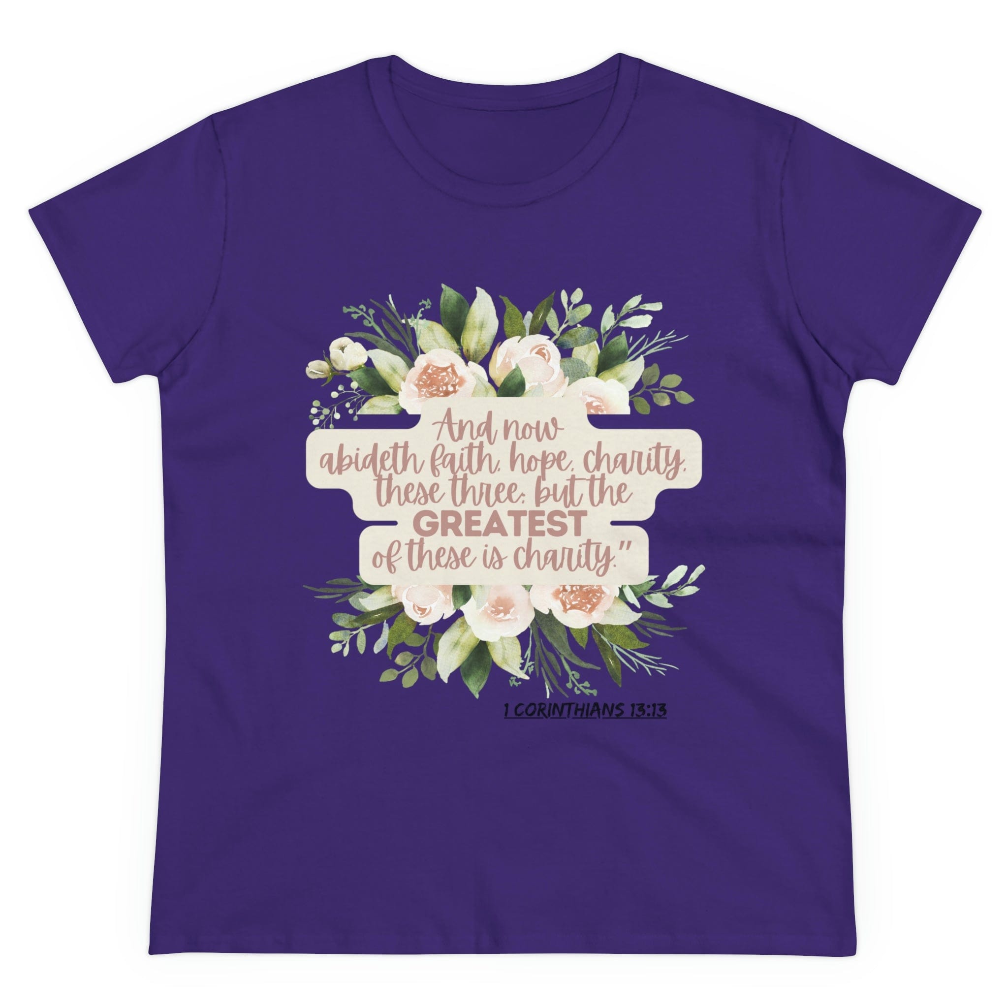 Printify T-Shirt Purple / S Greatest is Love - Women's Midweight Cotton Tee