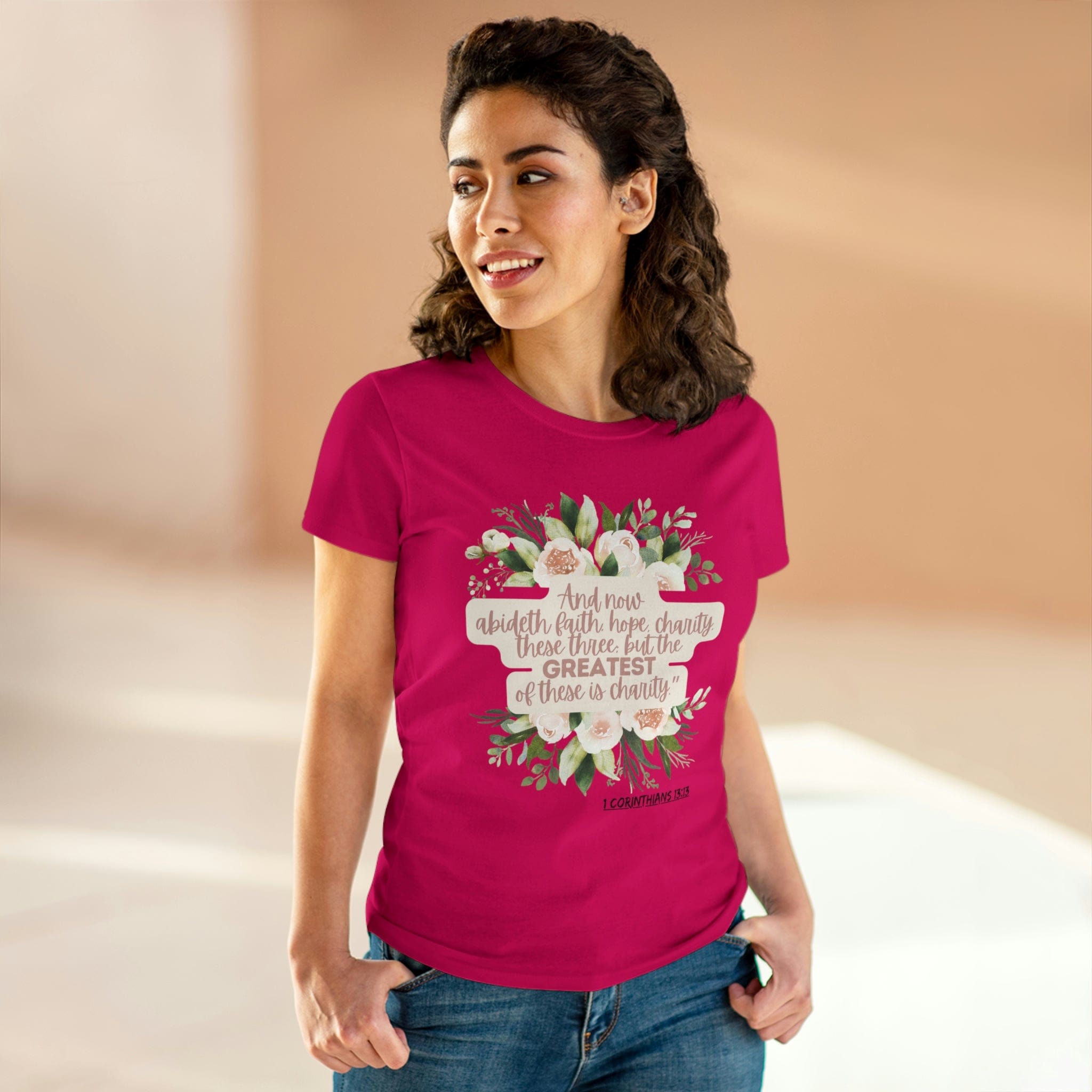 Printify T-Shirt Greatest is Love - Women's Midweight Cotton Tee