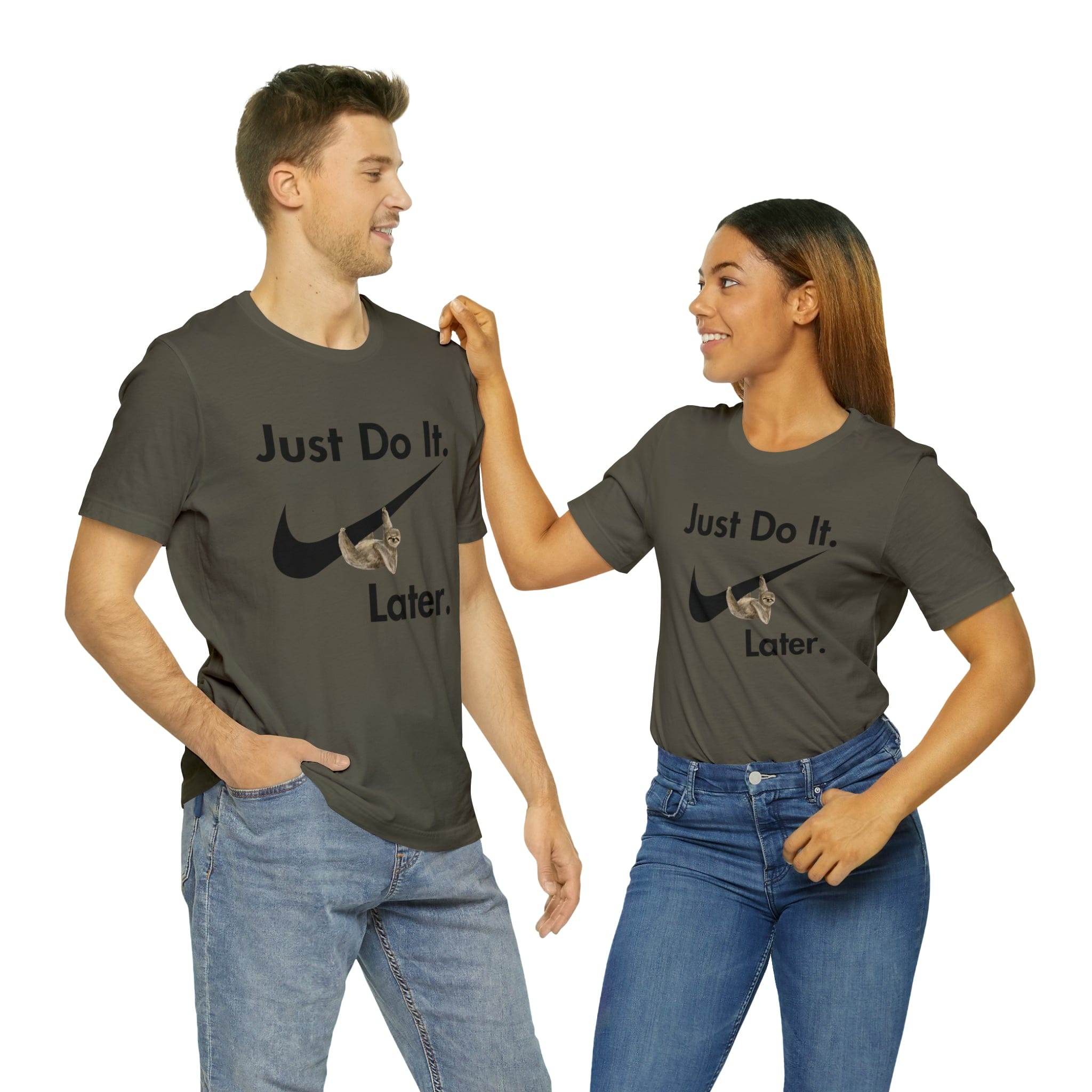 Printify T-Shirt Just Do It later Sloth - Jersey Short Sleeve Tee