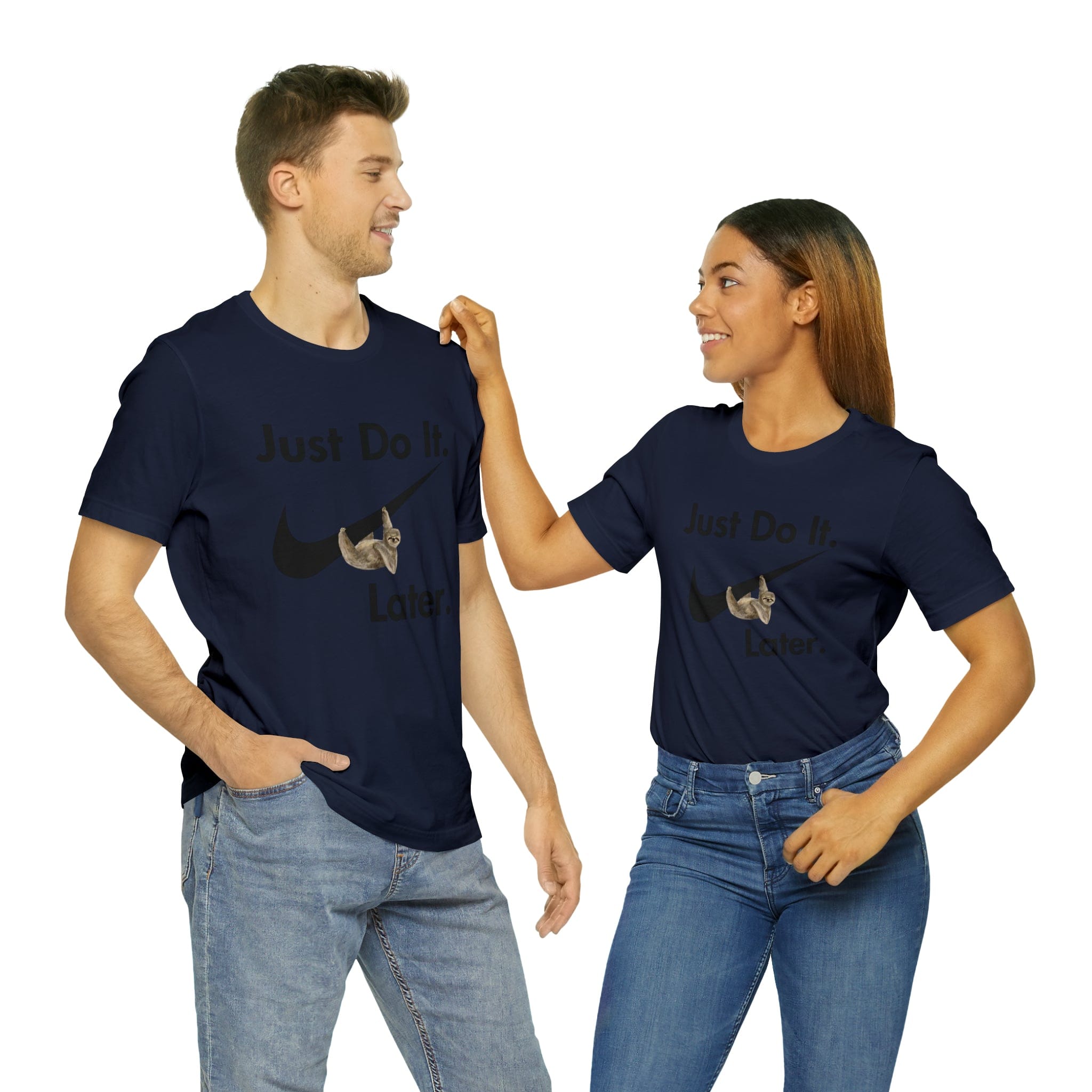 Printify T-Shirt Navy / S Just Do It later Sloth - Jersey Short Sleeve Tee