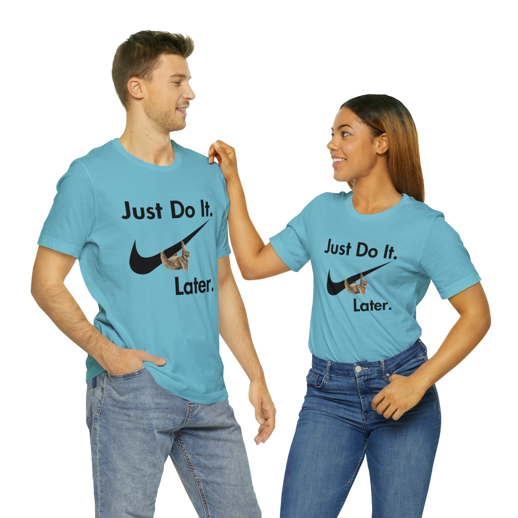 Printify T-Shirt Turquoise / S Just Do It later Sloth - Jersey Short Sleeve Tee