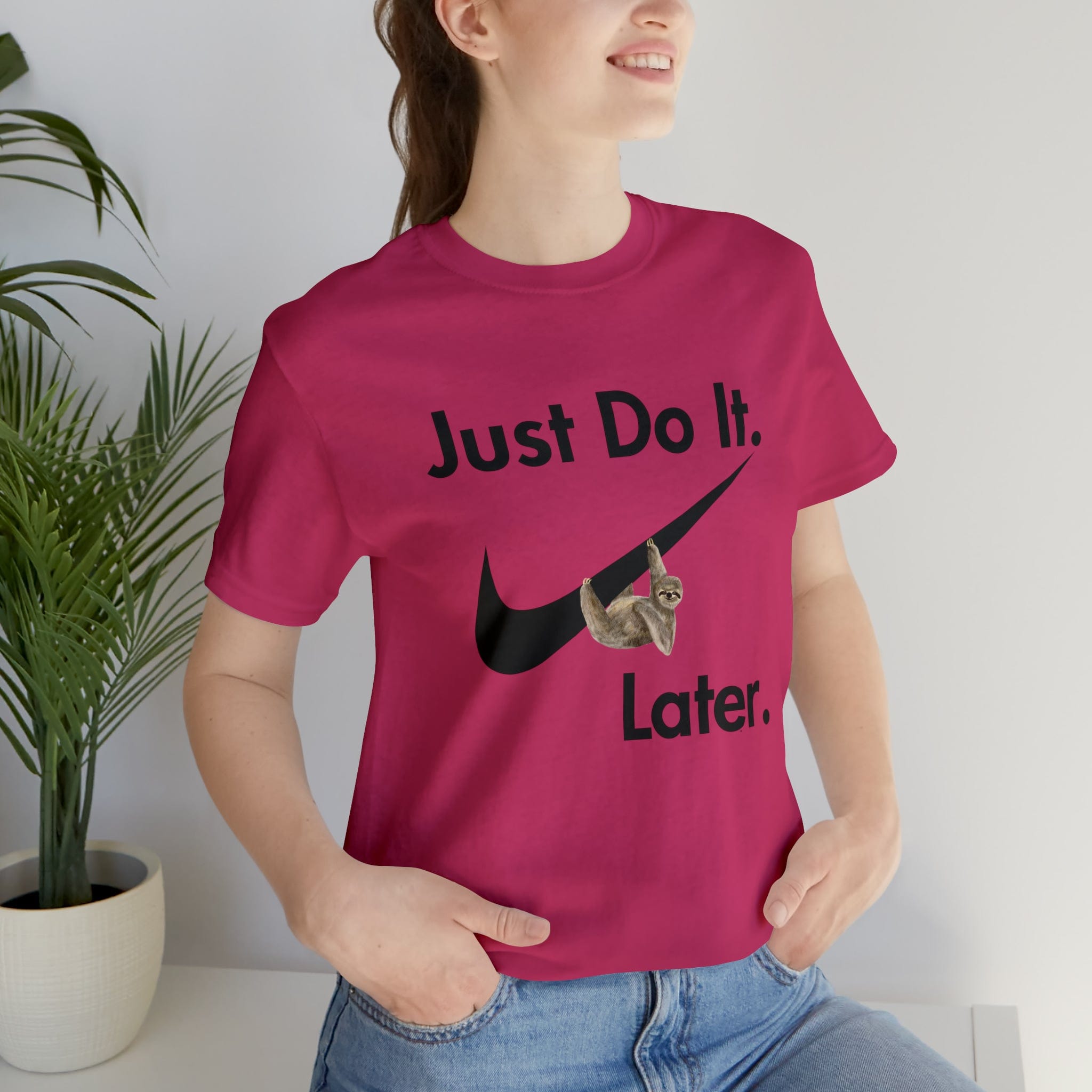 Printify T-Shirt Just Do It later Sloth - Jersey Short Sleeve Tee